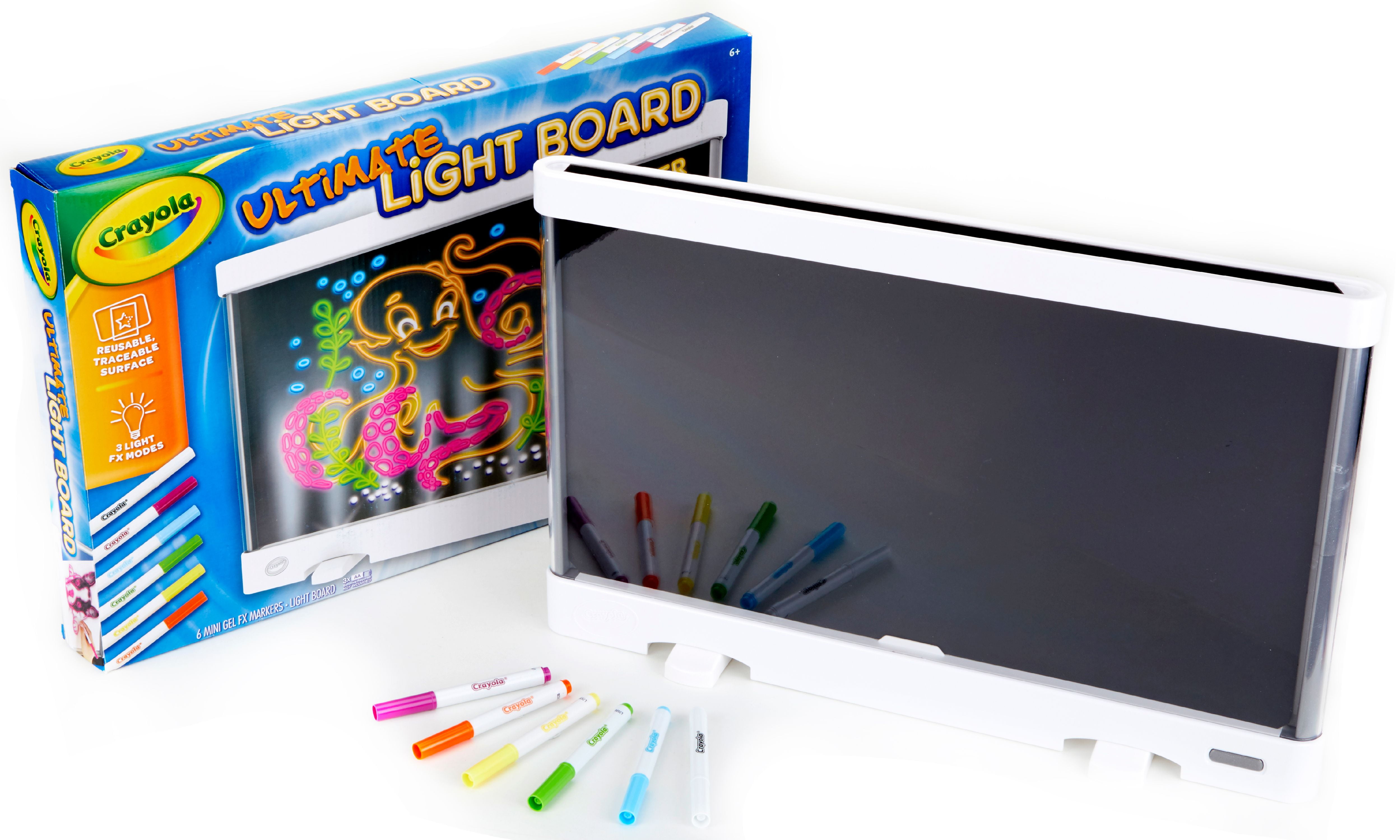 Crayola Ultimate Light Board LED Drawing Tablet with 6 Washable Gel Markers (White, 1 Pack) opap7