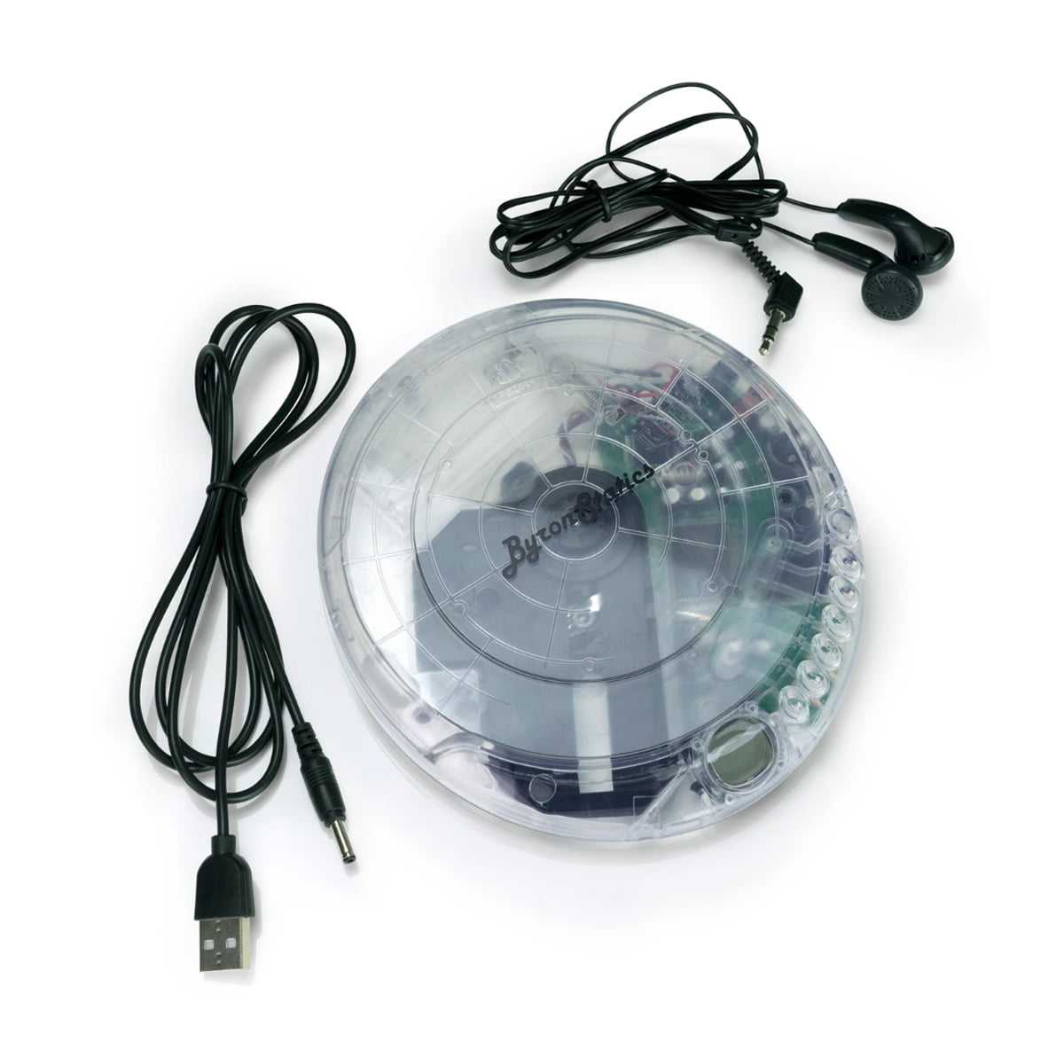 Byron Statics Portable CD Player, Personal Compact Disc Walkman with EQ Modes and Earbuds (Clear, 5.83 x 5.31 x 0.87 in) e5ys1