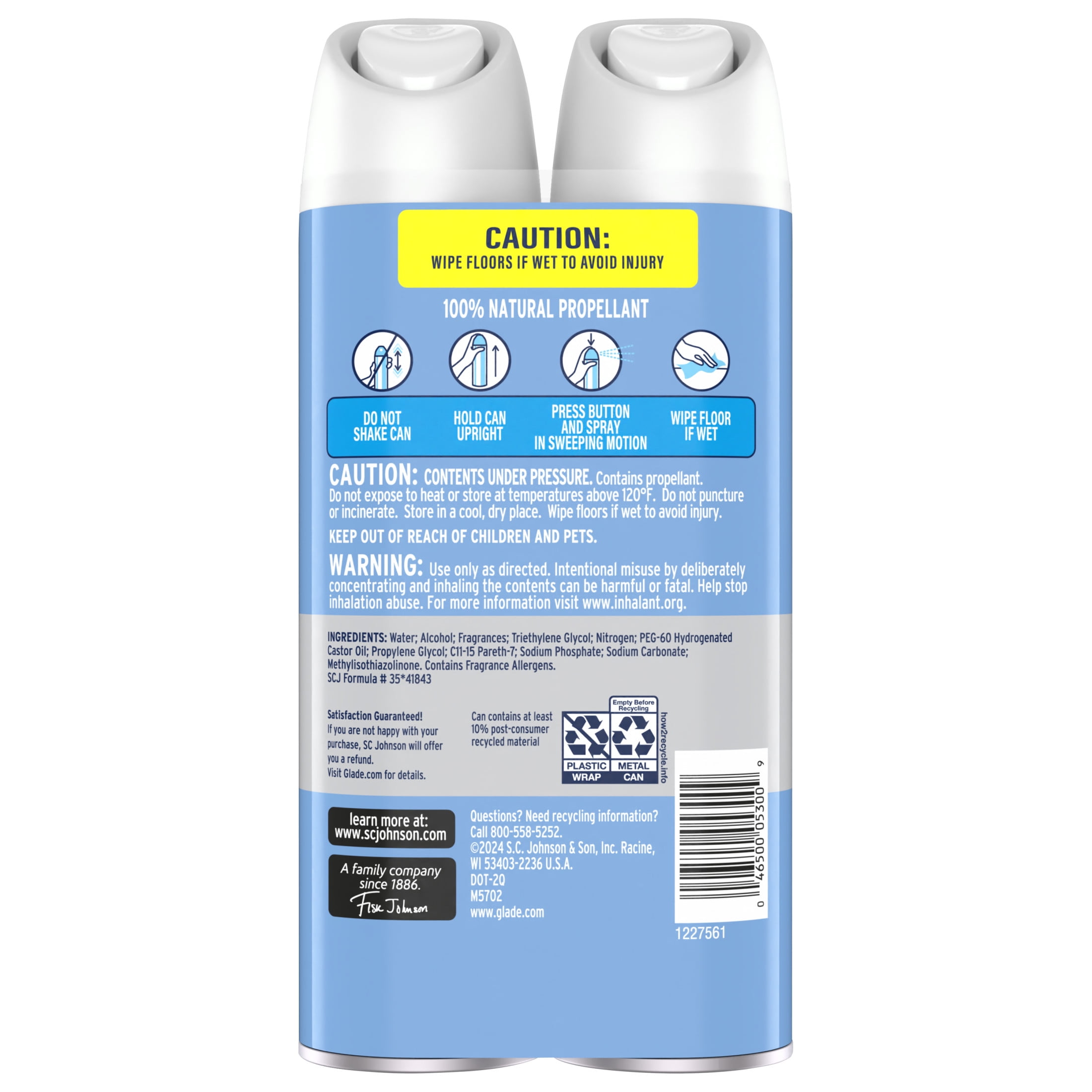 Glade Air Freshener Spray, Clean Linen Scent, Long-Lasting Odor Neutralizer (8 oz, 2 Pack) ohgqv