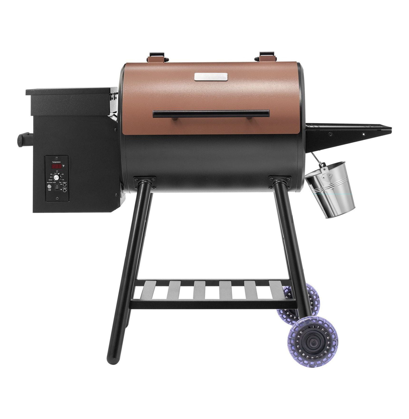 Generic Wood Pellet Grill Smoker, 8-in-1 BBQ Grill with Digital Controller and Meat Probe (Black, 456 sq in) o6tkt