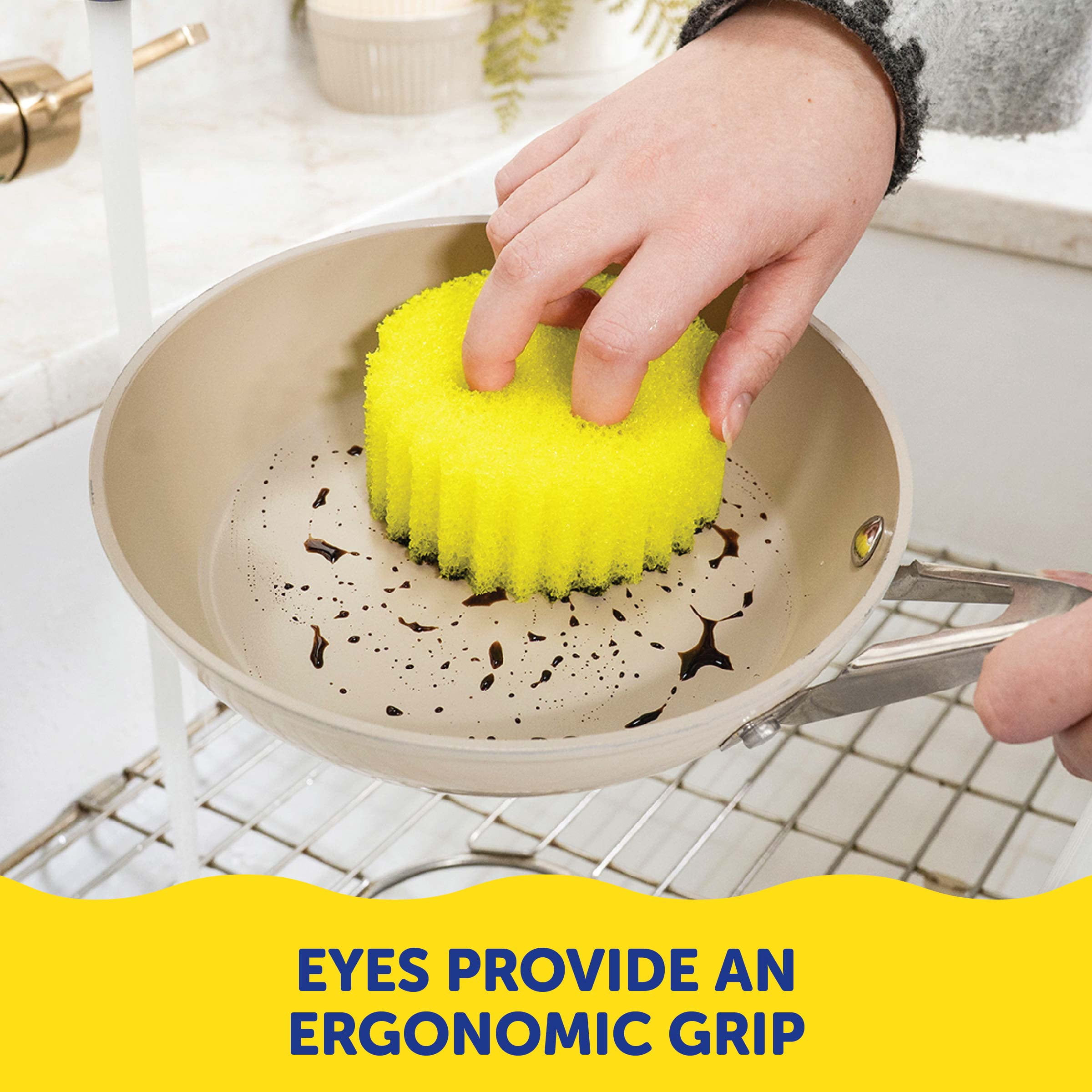 Scrub Daddy Original Scratch-Free Cleaning Sponge, Heavy-Duty Kitchen & Bath Scrubber (Yellow, 1 Count) vpfd7