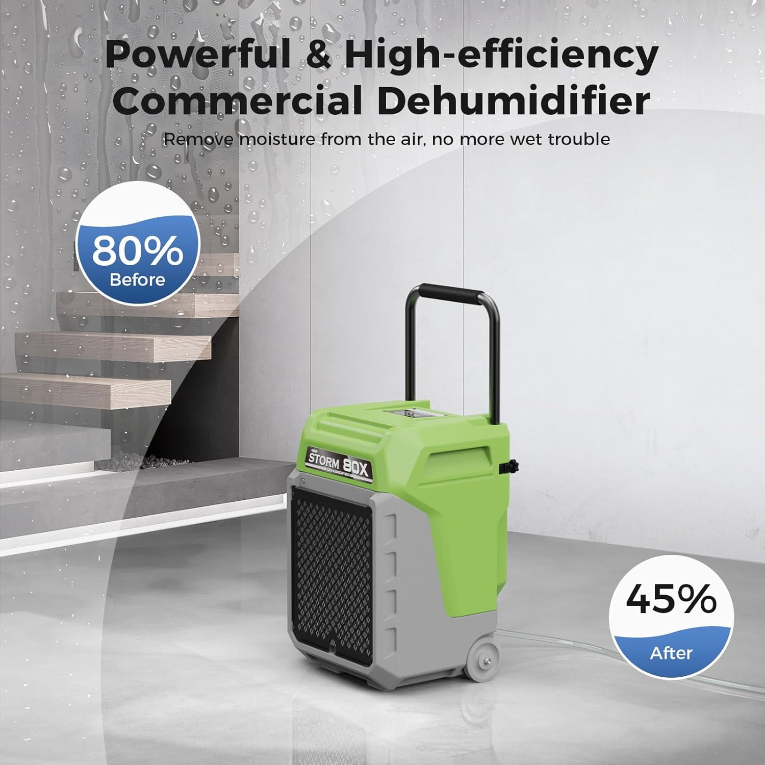 AlorAir Commercial LGR Dehumidifier with Pump and Drain Hose (Green, 170 Pints) k65ns