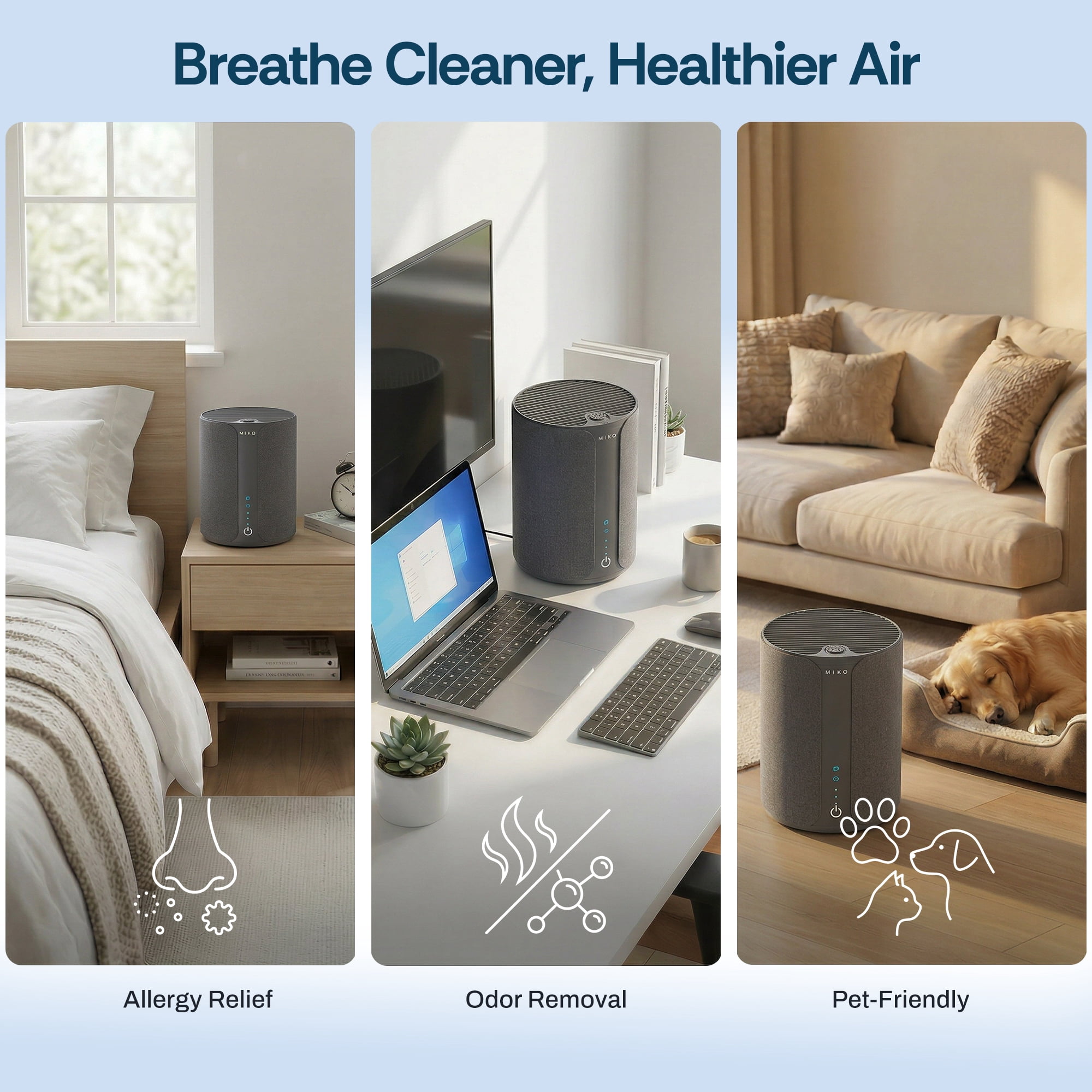 Miko Replacement Air Purifier Filter for Ibuki and Ibuki 2.0 (1 Pack) t2o2v