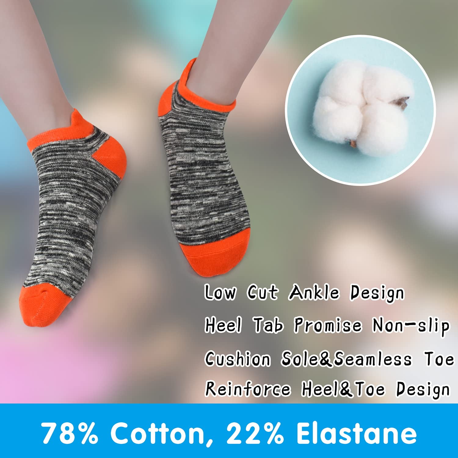 HYCLES Kids Athletic Ankle Socks Striped Half Cushion Low Cut Sports Socks (Brown, 12 Pairs) 9cnse
