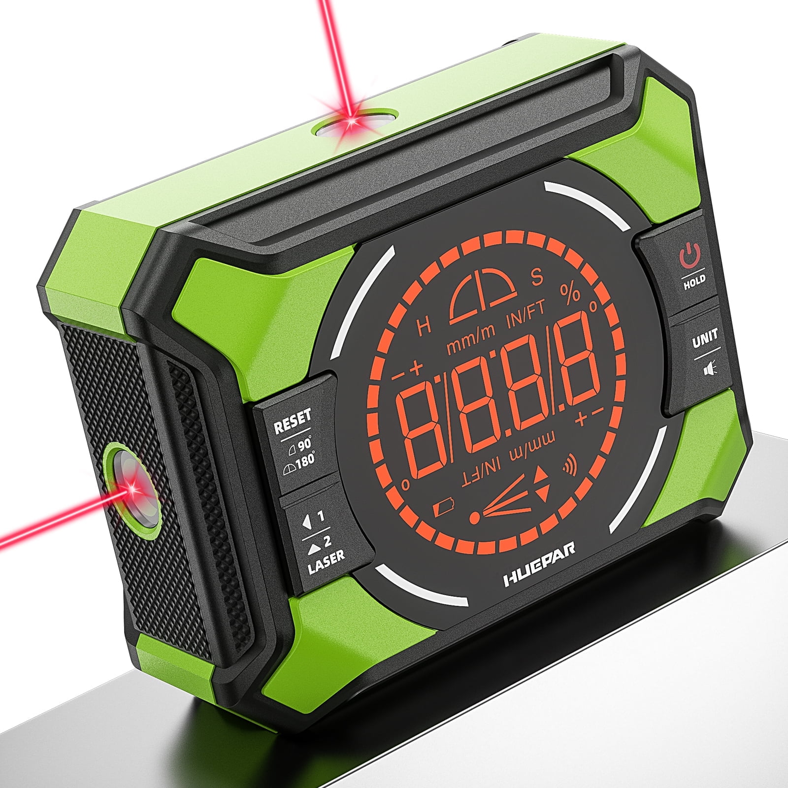 Huepar Digital Laser Angle Gauge Inclinometer with Rechargeable Battery (Green, 1 Pack) l8rcn