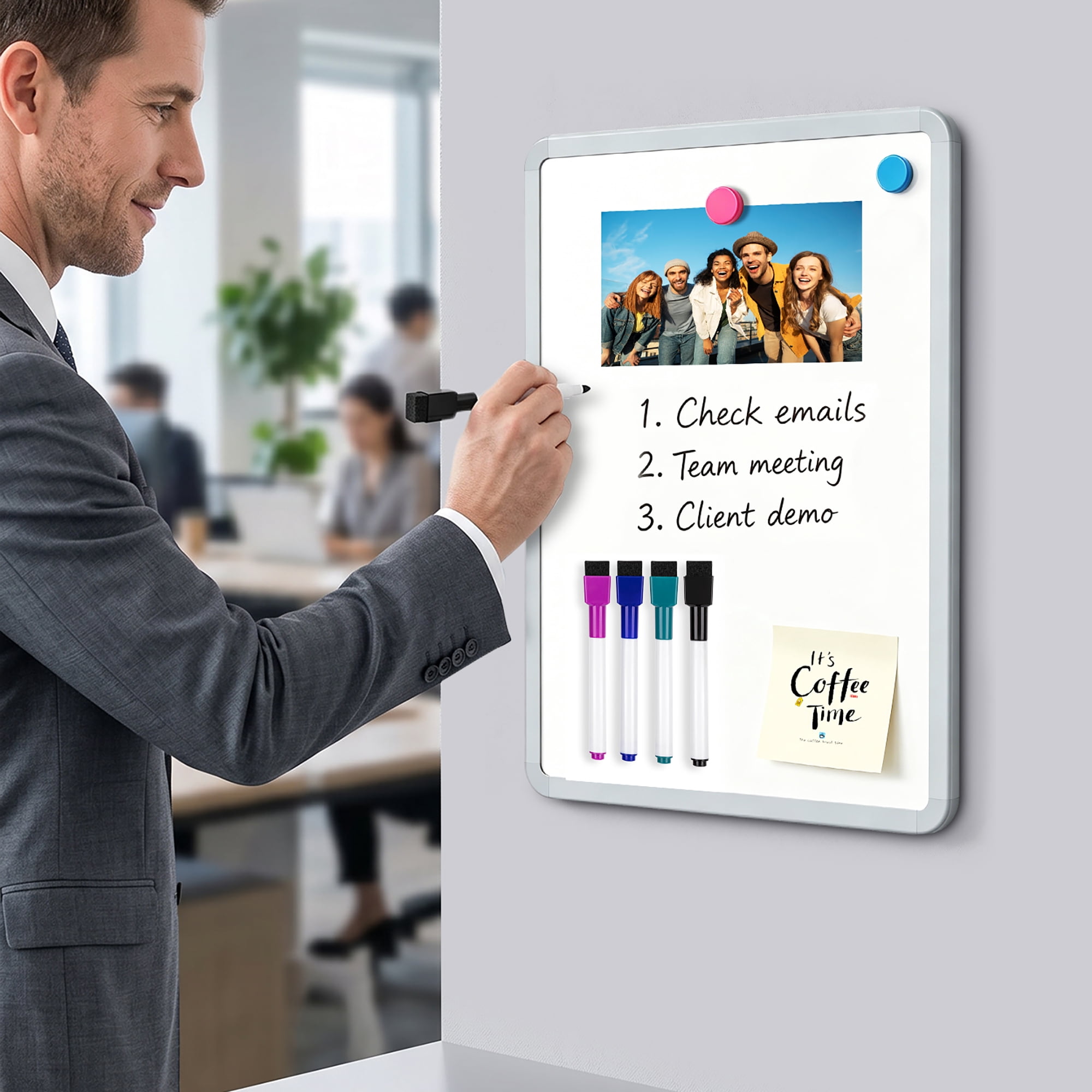 VUSIGN Magnetic Dry Erase Board Set, Small Whiteboard for Office and Home (White, 11 in x 14 in, 2 Pack) 625xf