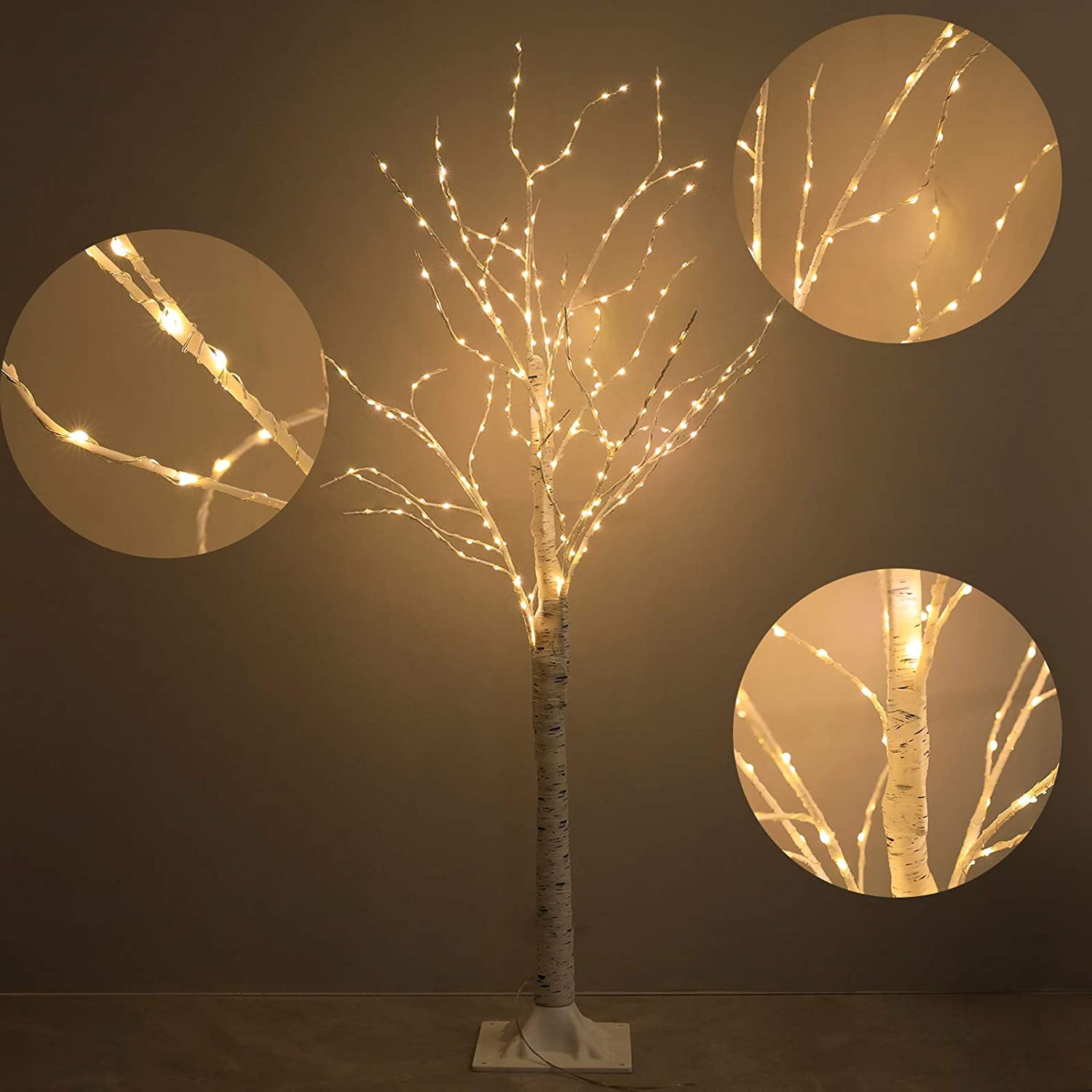 GLUAAE 6 ft LED Birch Tree Light with Remote Control, Dimmable Warm White Lighting for Home and Event Decor (6 ft) xbo05