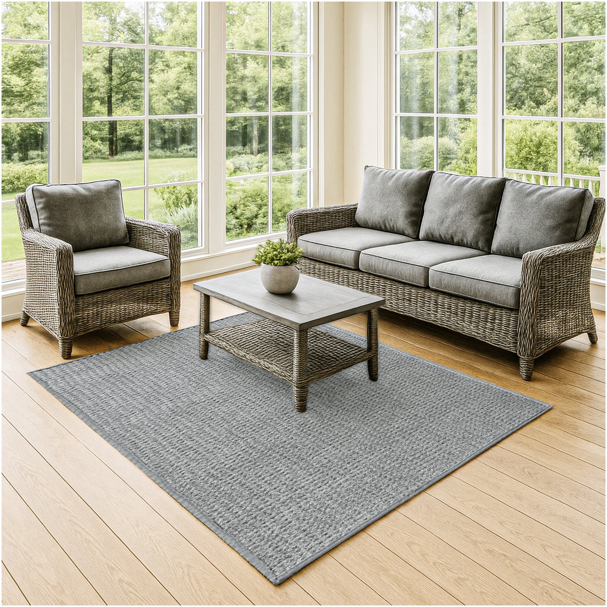 Koeckritz Rugs Interlace Waffle Indoor/Outdoor Area Rug (Sky Grey, 2 ft x 4 ft) a4wys
