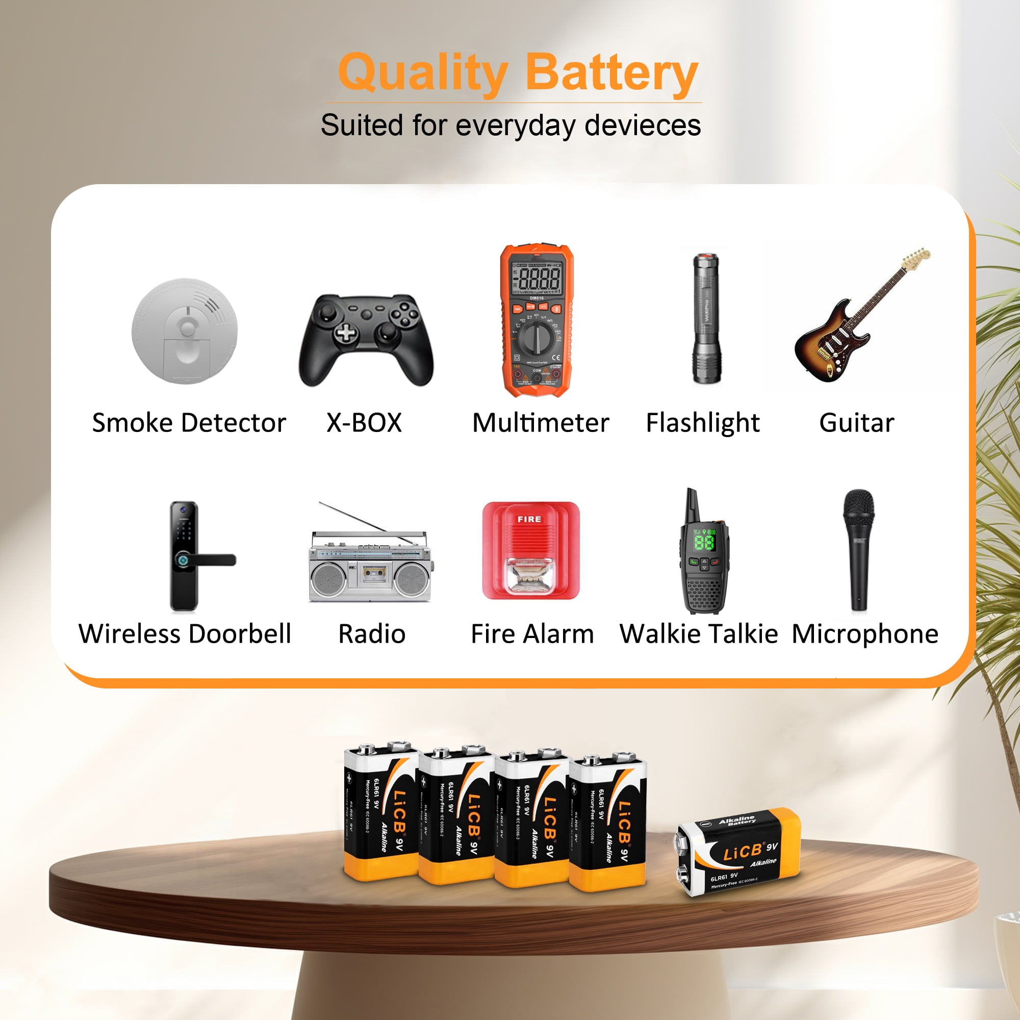 LiCB 9V Alkaline Batteries, Long-Lasting Power for Household Devices (12-Pack) 44wl7