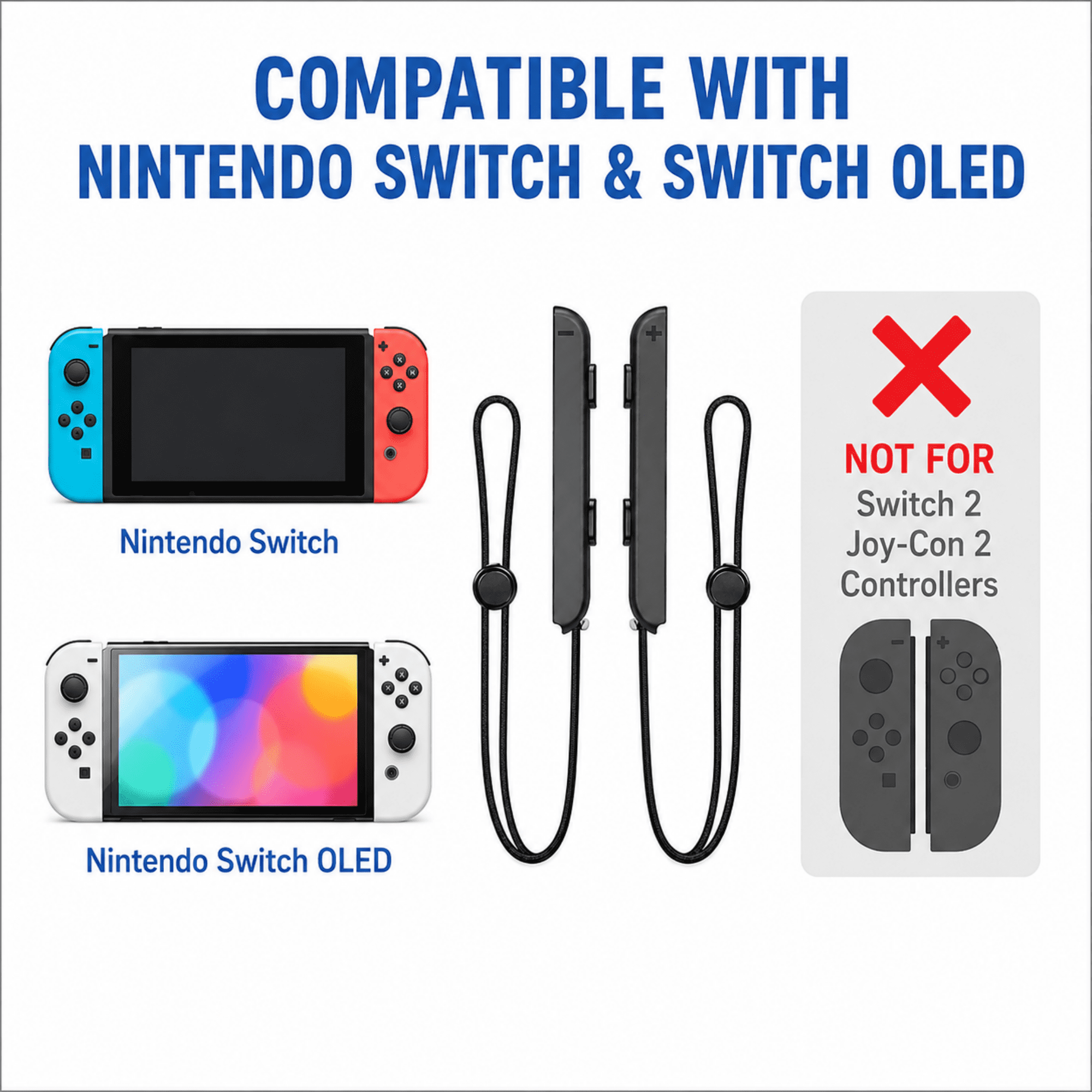 QXWPBV Nintendo Switch Joy-Con Controller Wrist Strap, Adjustable Safety Lanyard (Black, 2 Pack) dlvtg