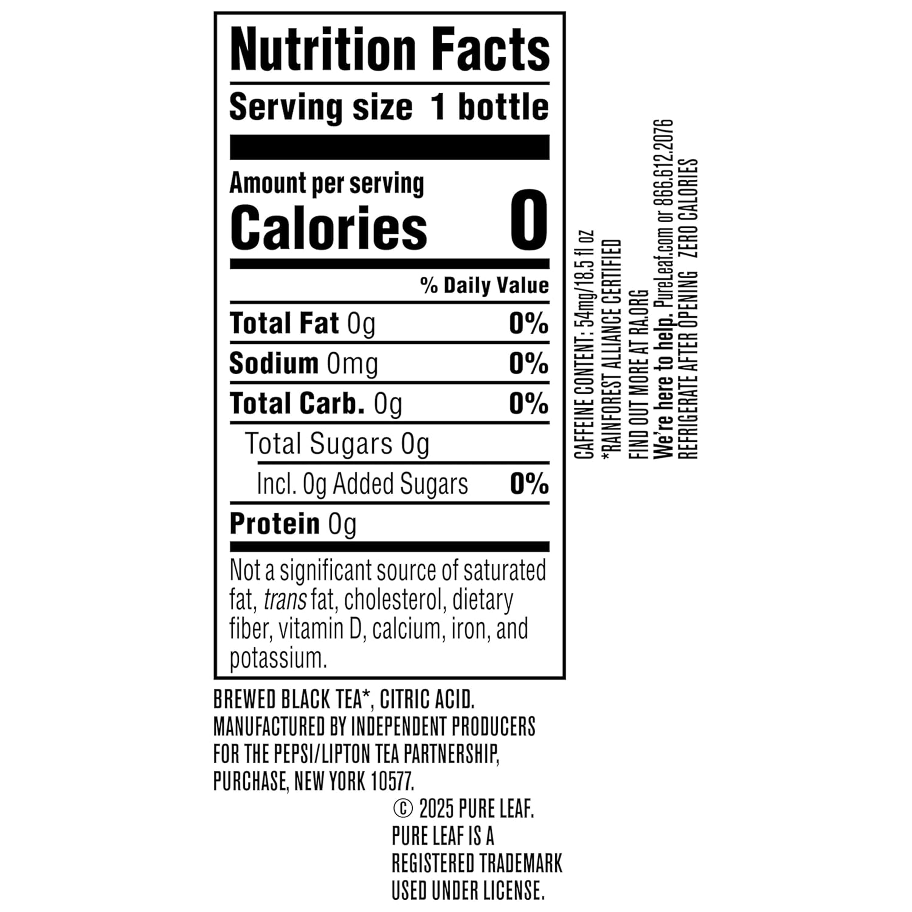 Pure Leaf Unsweetened Real Brewed Black Iced Tea (12 Pack, 18.5 fl oz) fv7rd