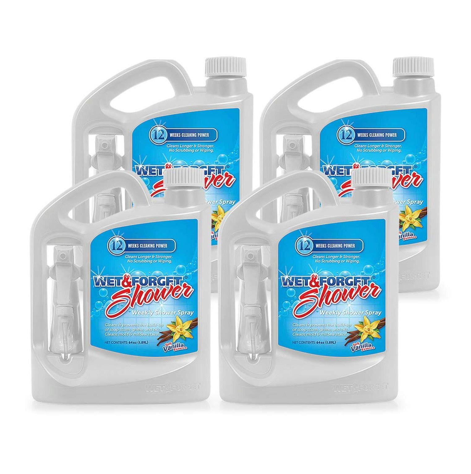 Wet and Forget Shower Cleaner Spray (Non-Abrasive, Weekly Application, 64 fl oz, 4 Pack) yv4uw