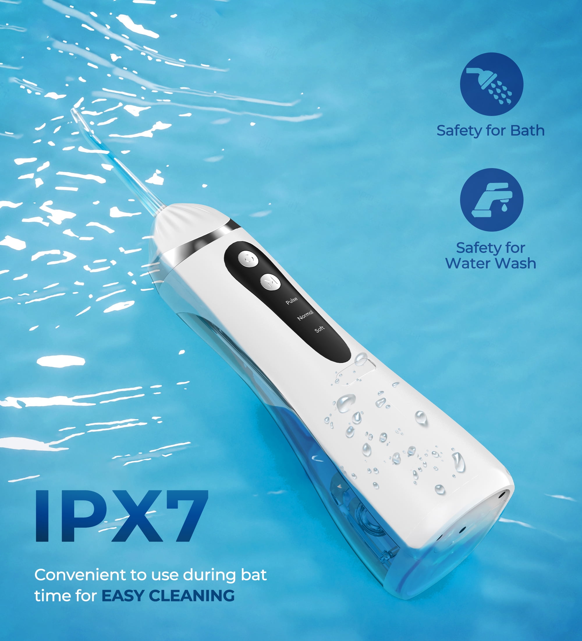 BOKYAN Cordless Water Flosser for Teeth, Portable Electric Dental Oral Irrigator with 3 Modes (White, 6.76 fl oz) qyg43