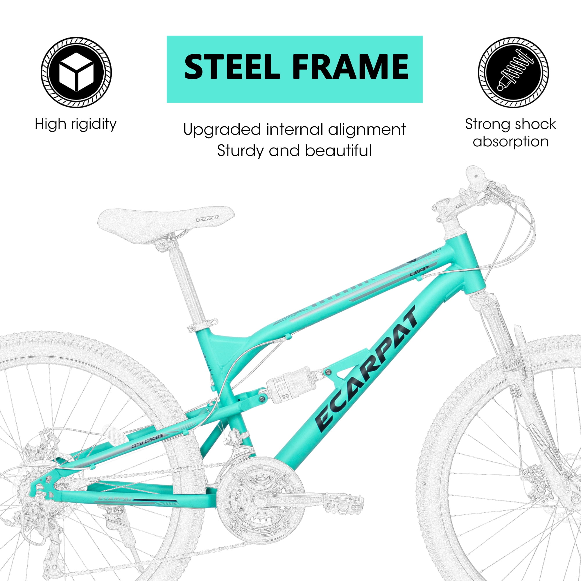 Abrihome 26-Inch Mountain Bike, 21-Speed Steel Frame with Dual Suspension (Blue, 26 in) qvhvm