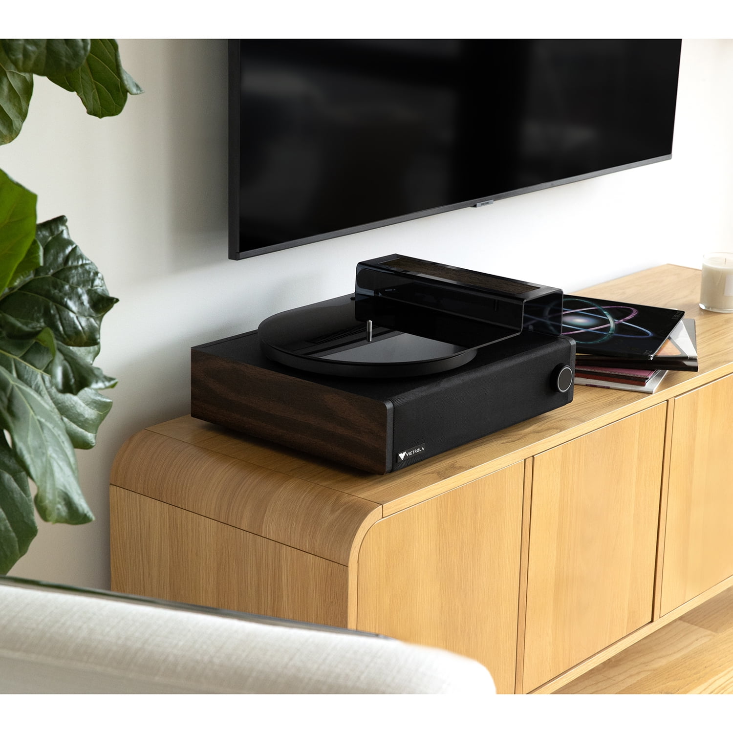 Victrola V1 Premium Stereo Turntable System with Built-in Speakers (Espresso) stusn