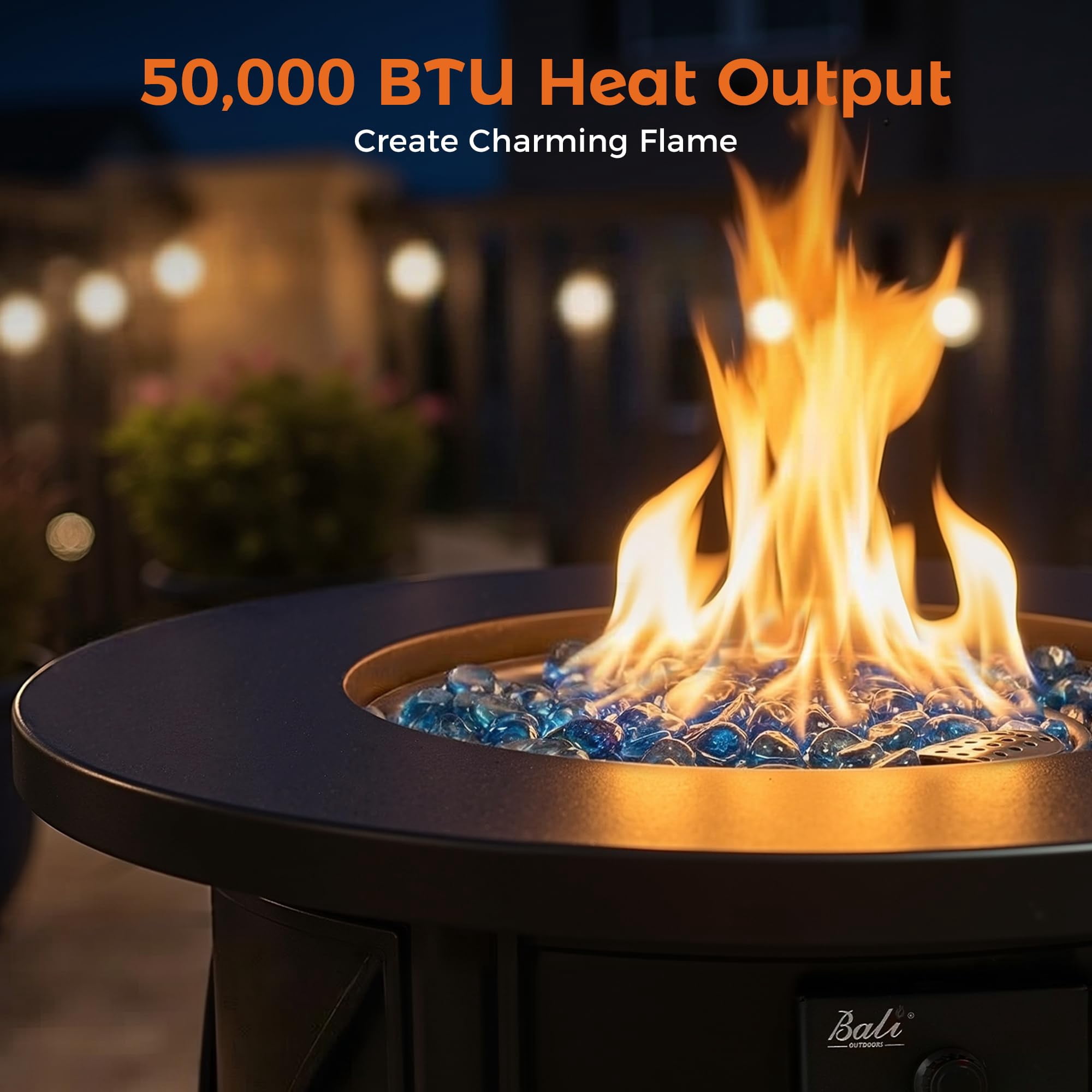 Bali Outdoors 30 in Round Gas Fire Pit Table with 50000 BTU Propane Column for Patio and Backyard (Black) hgdl4
