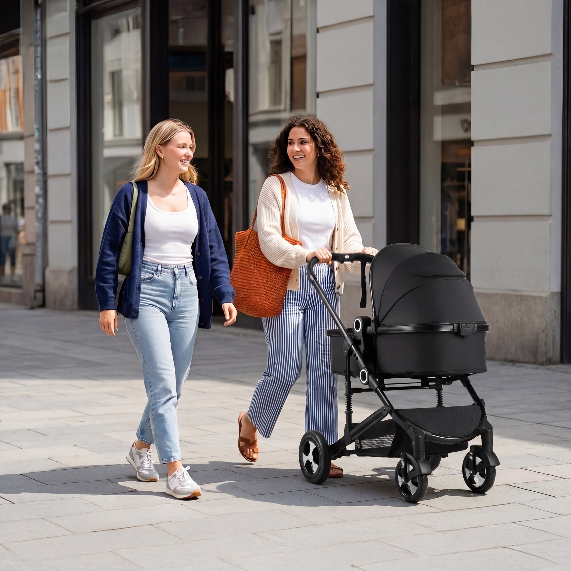 AILEEKISS 3-in-1 Convertible Baby Stroller, Reversible Seat with Adjustable Canopy (Black, 24 lb) z5il0