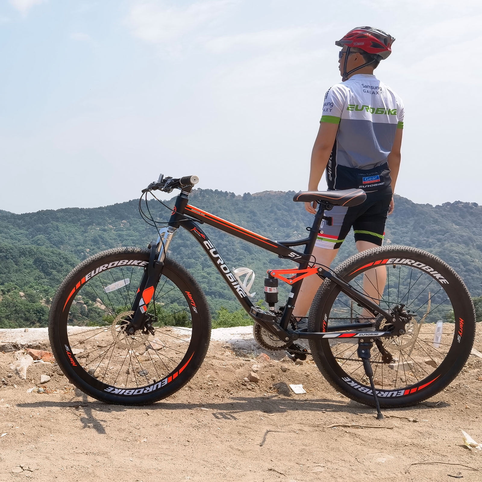 Eurobike Full Suspension Mountain Bike 21 Speed Bicycle (Orange, 27.5 in) yn9km