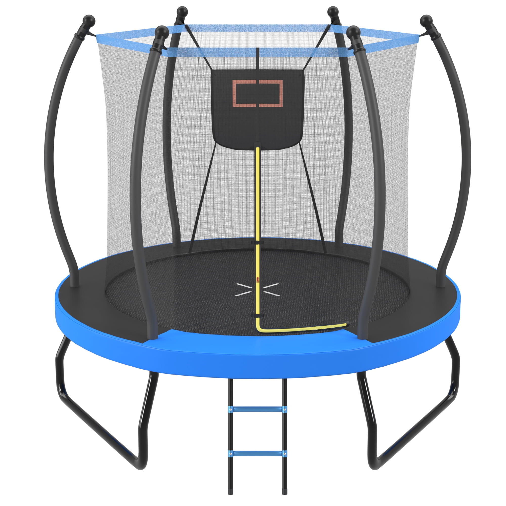 Segmart 8 ft Round Recreational Trampoline with Enclosure, Basketball Hoop, and Ladder (Blue, 8 ft) lm2w9