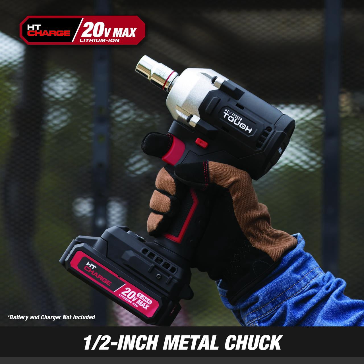 Hyper Tough 20V Max Brushless Cordless Impact Wrench 1/2-inch Drive 350 ft-lbs Torque (Black, Tool Only) i7nv4