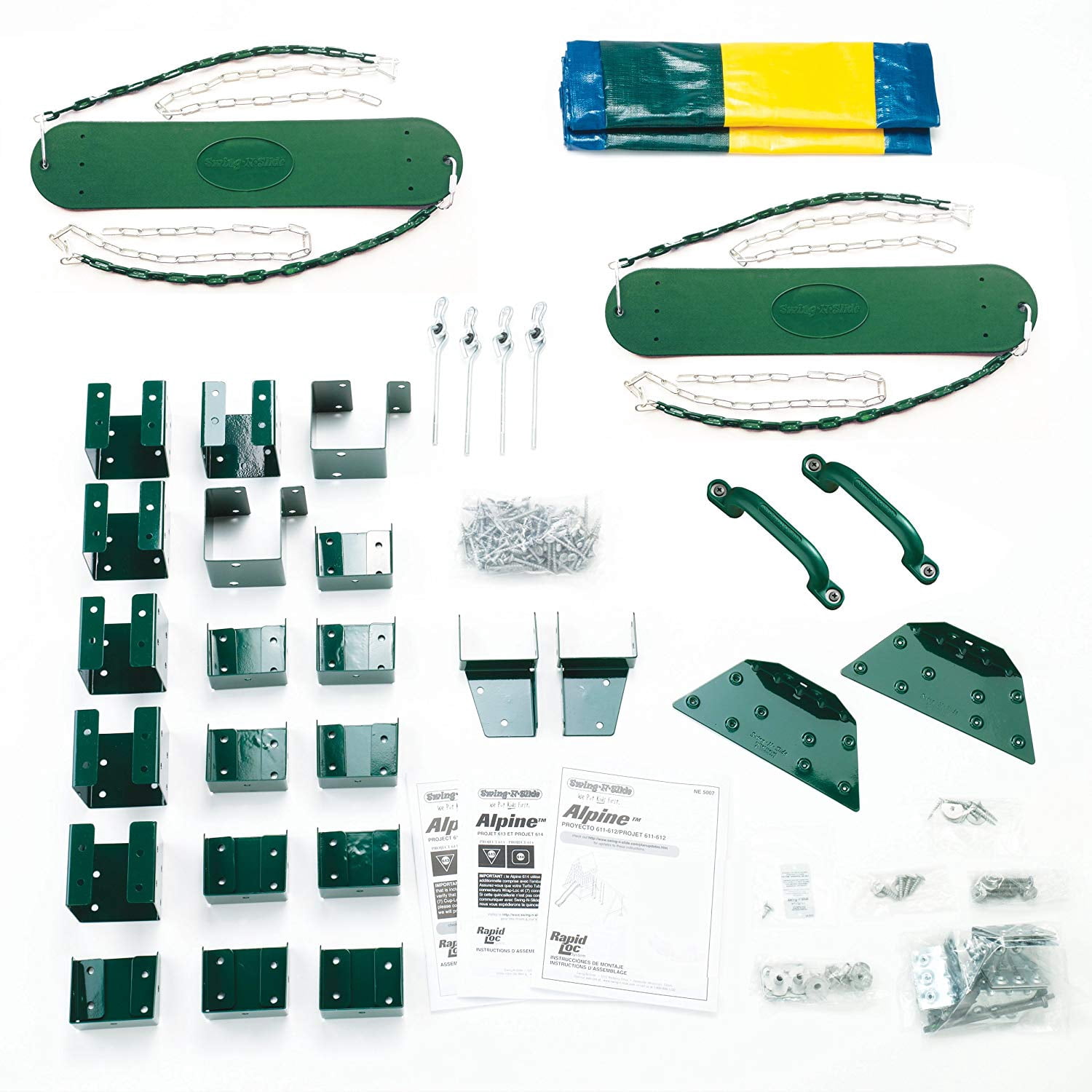Swing-N-Slide Alpine Swing Set Hardware Kit (Green, 18.5 ft L x 13 ft W x 11 ft H) jwxex