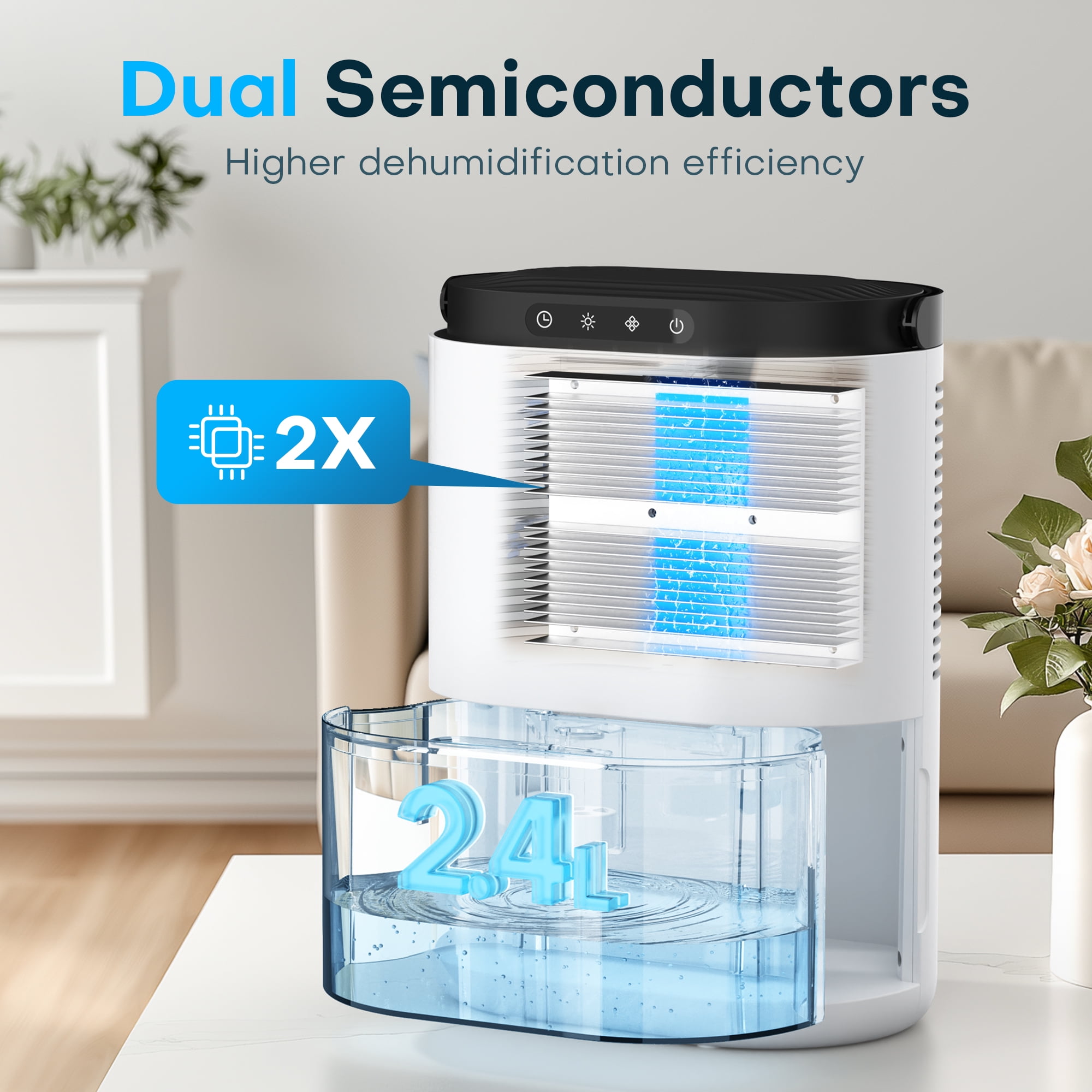 ALROCKET Electric Dehumidifier for Home, Ultra-Quiet Portable Moisture Remover with Auto-Off (80 oz) zsnqk