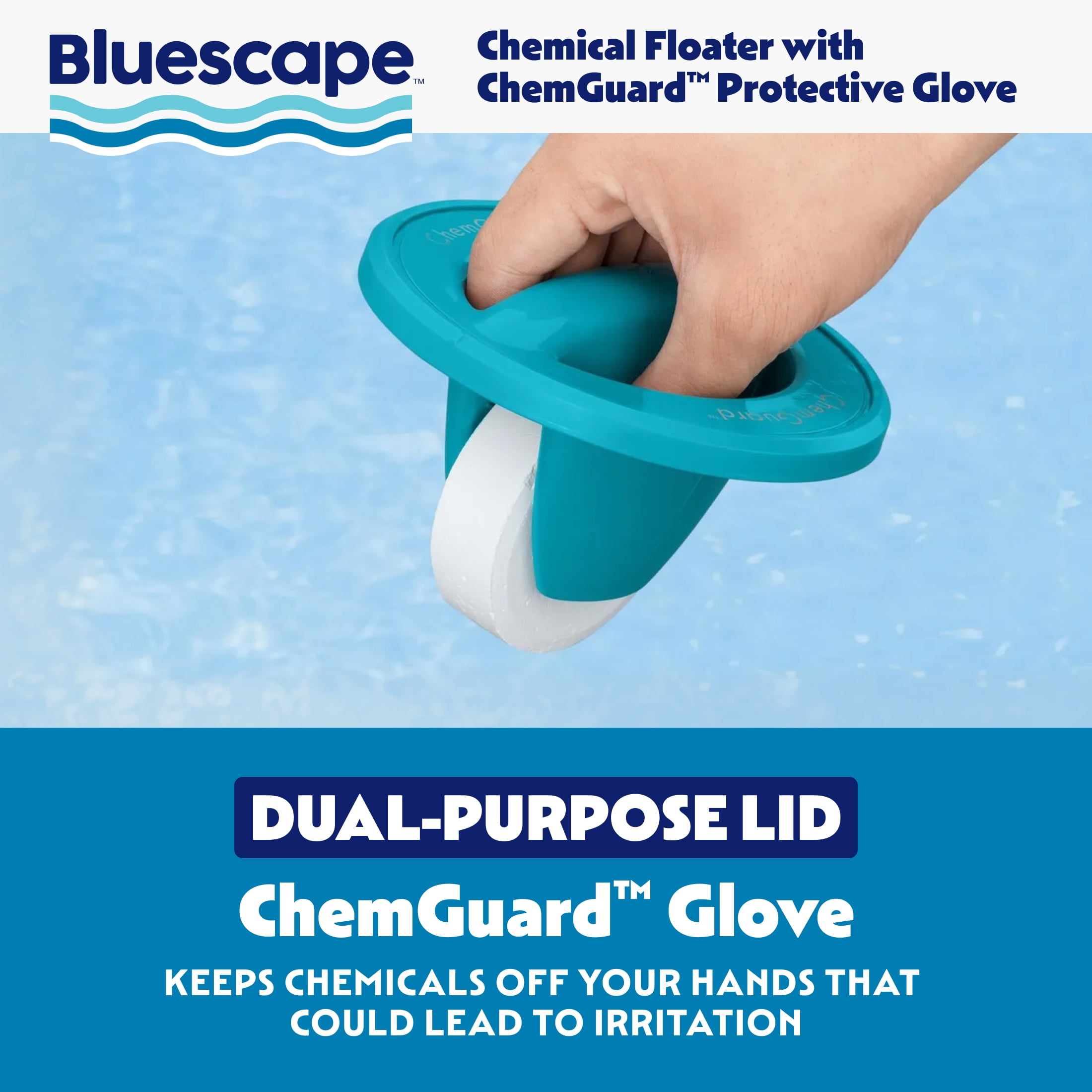 Bluescape Pool Chemical Dispenser with ChemGuard Protective Glove (1 Pack) kc5zf