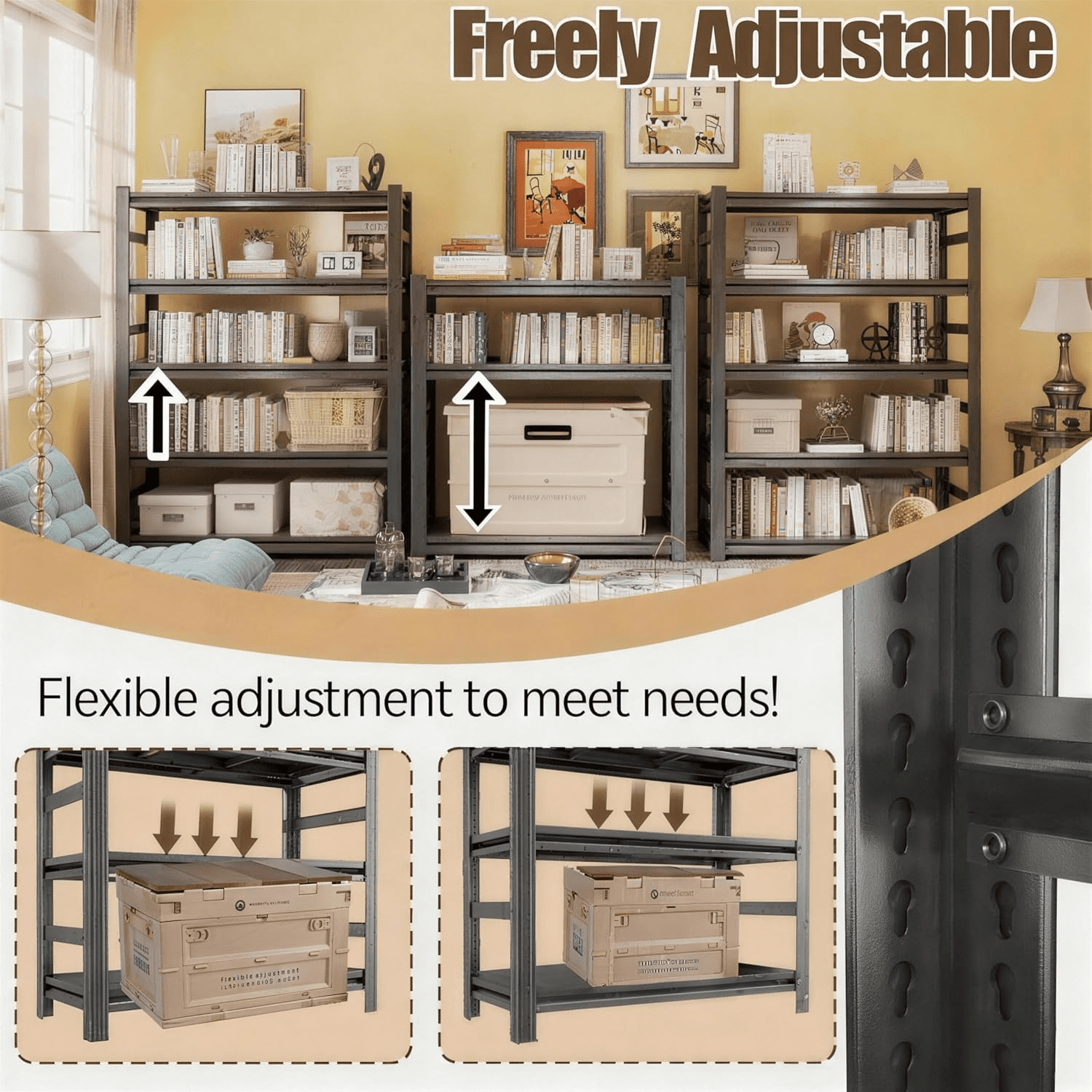 FlyDzrewt 4-Tier Metal Garage Shelving Unit, Heavy-Duty Adjustable Storage Rack for Warehouse and Home (Black, 20 in W x 14 in D x 54 in H) 14azr