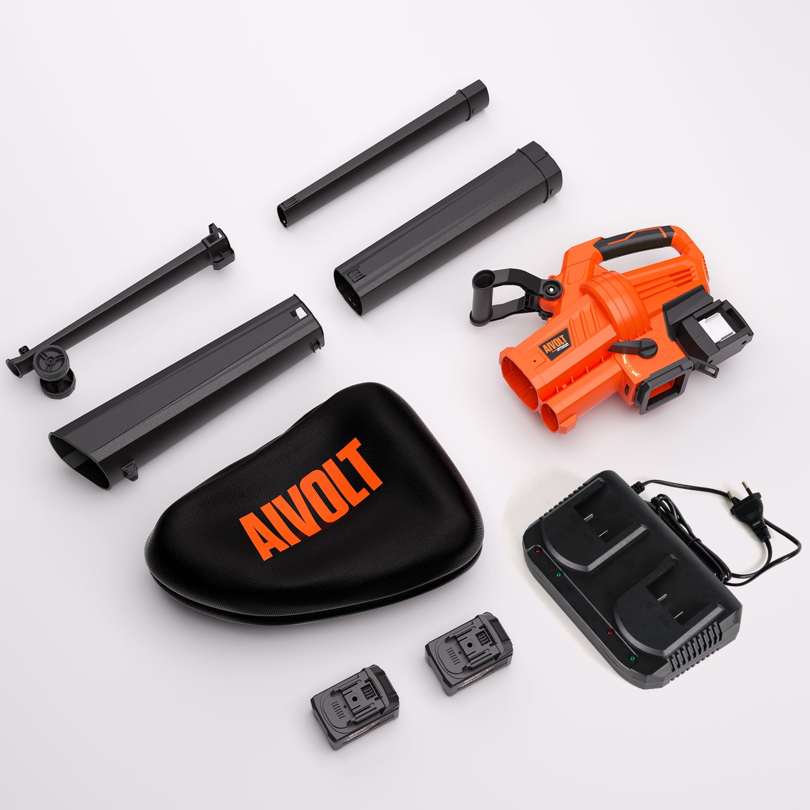 AIVOLT 3-in-1 Cordless Leaf Blower, Vacuum & Mulcher, 600 CFM 40V Brushless Motor (Includes 2 Batteries, 10.57 gal Collection Bag) bs912