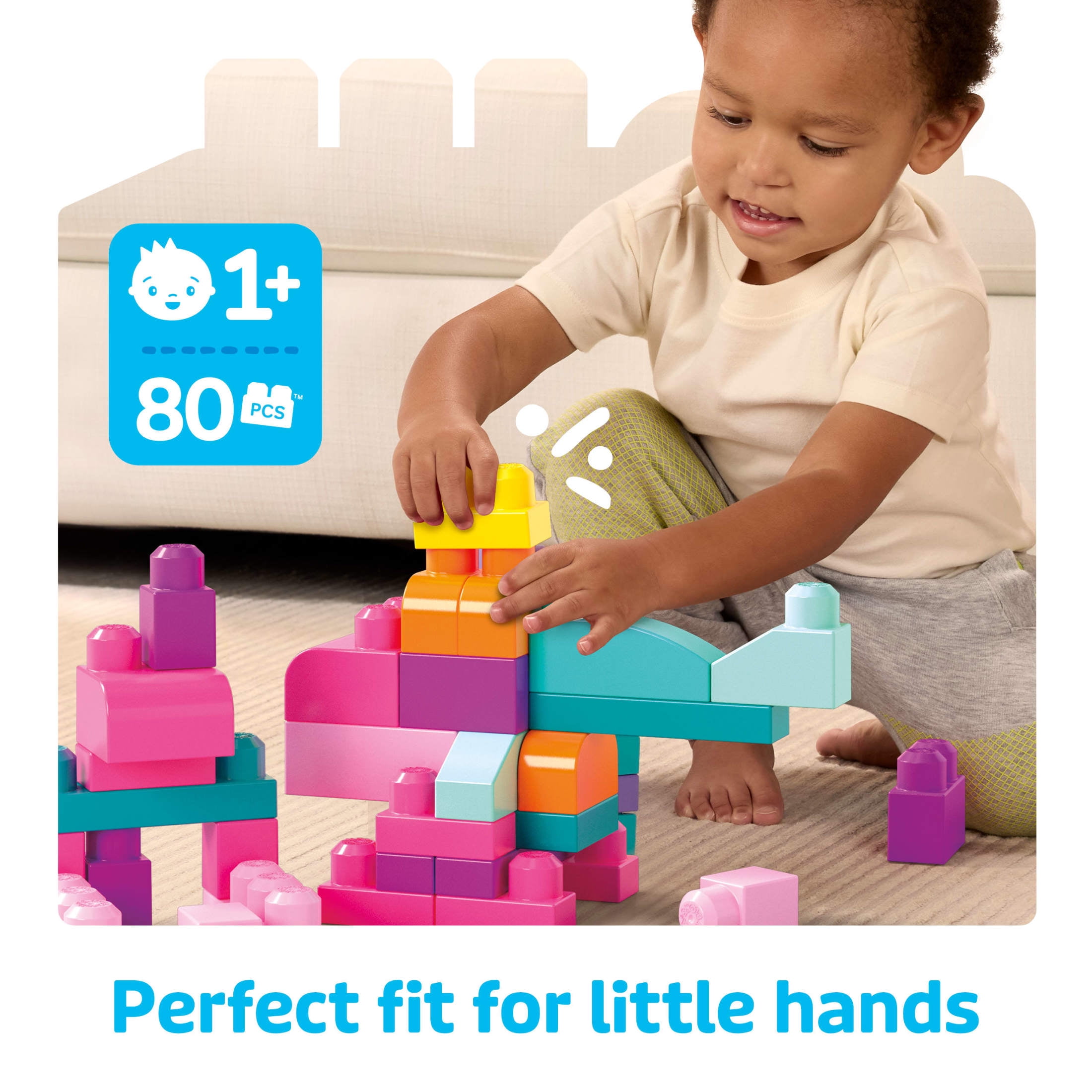 Mega Bloks Fisher-Price Big Building Bag Educational Construction Set (Pink, 80 Pieces) kk0i9