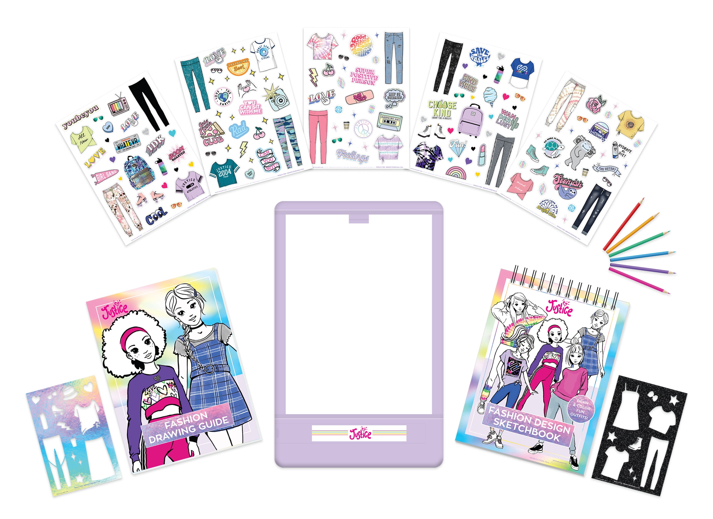 Justice Design and Sketch Light Table Fashion Drawing Activity Set (14 Piece Kit) rvumk