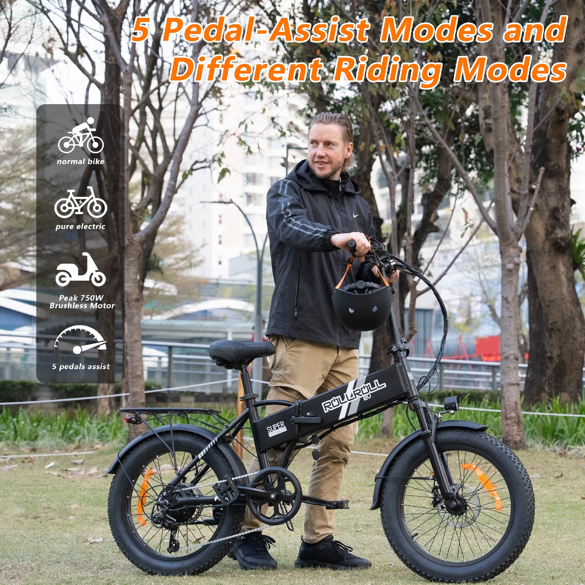 SYX MOTO Fat Tire Electric Bike for Adults, Foldable 350W Ebike with 7-Speed Gear System (Black, 20 in) gnqtl