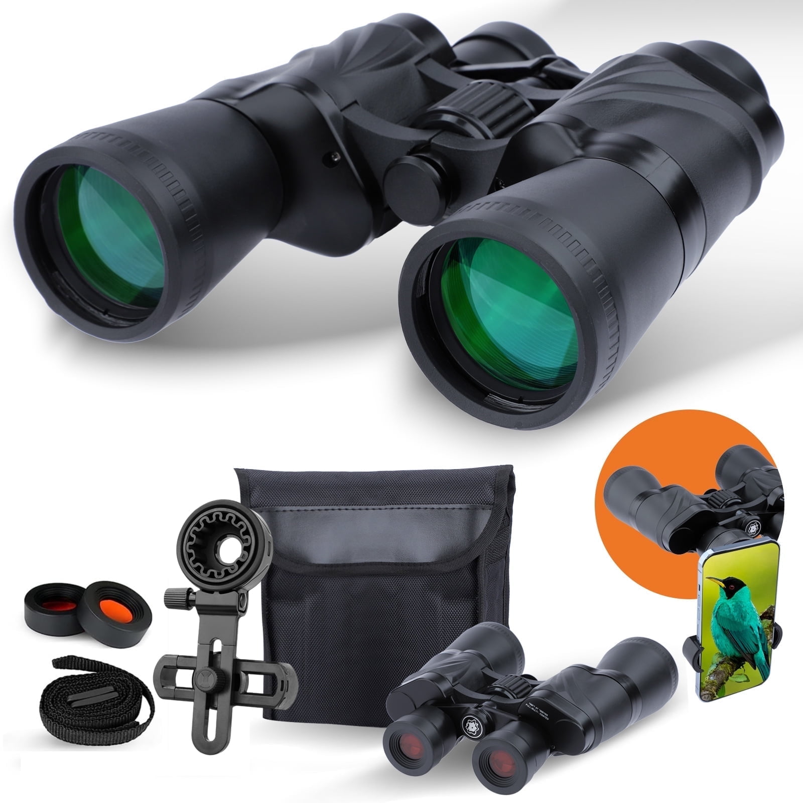 LAKWAR 20x50 High Powered Binoculars for Adults, Waterproof Outdoor Optics with BAK4 Prism Lens (Black, 20x50) mdm1q