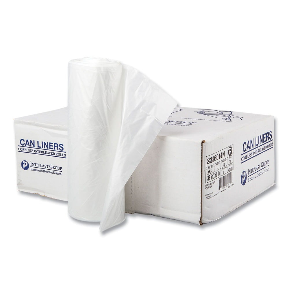 Inteplast High-Density Interleaved Trash Bags, Heavy-Duty Leak-Resistant Liners (Clear, 60 Gallon, 200 Count) 949d6