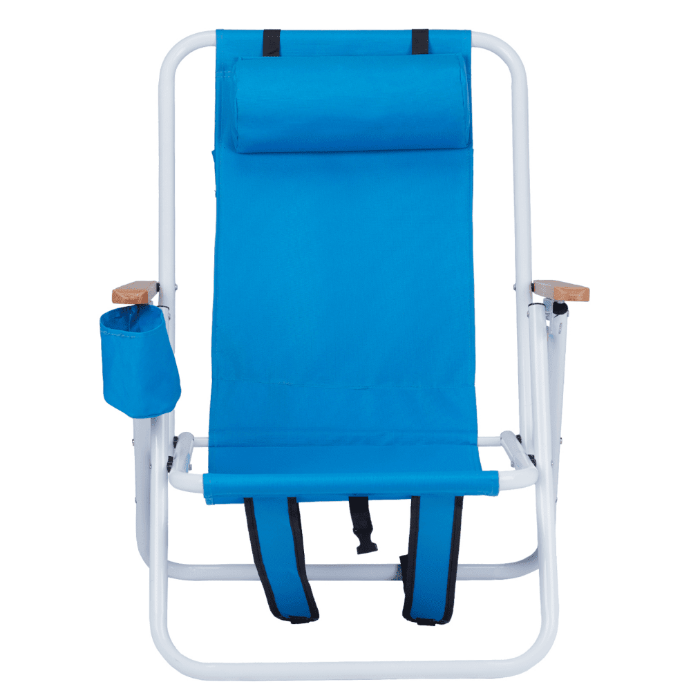 Tcbosik Folding Beach Chairs with 4-Position Adjustable Backrest and Cup Holder (Blue, Set of 2) mnnk6