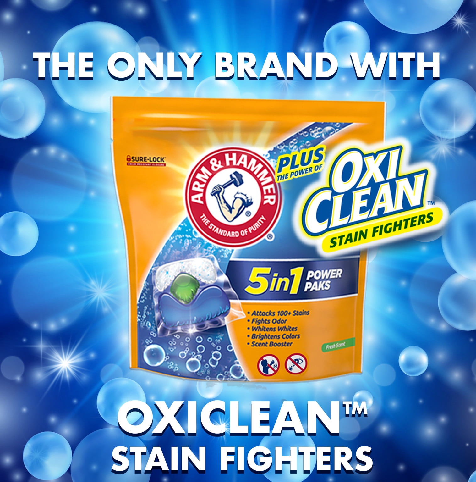 ARM & HAMMER OxiClean 5-in-1 Laundry Detergent Power Paks (Fresh Scent, 40 Count) md7wg