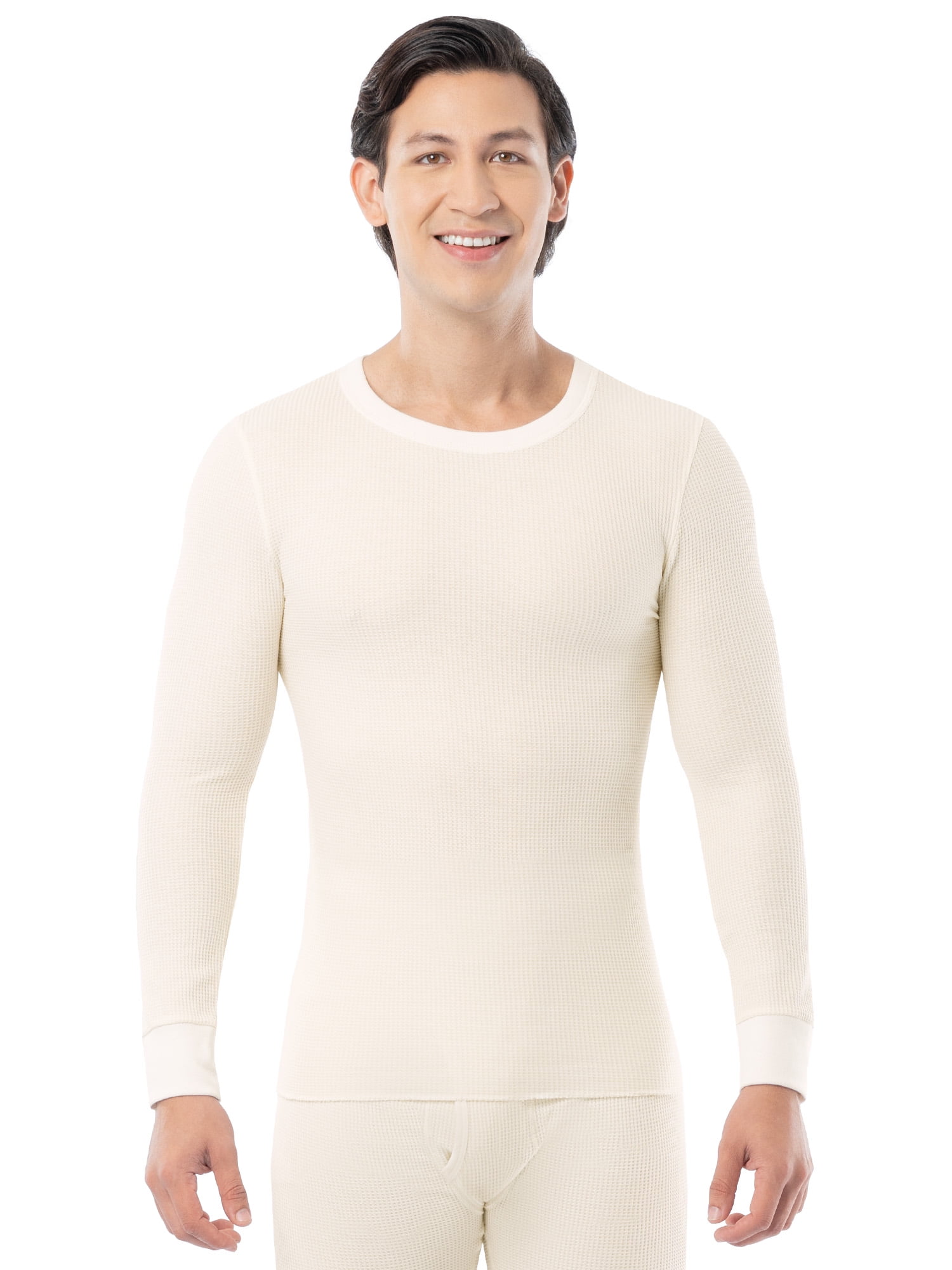 Fruit of the Loom Men's Thermal Waffle Crew Top (Black, 3-Pack) 0i5jn