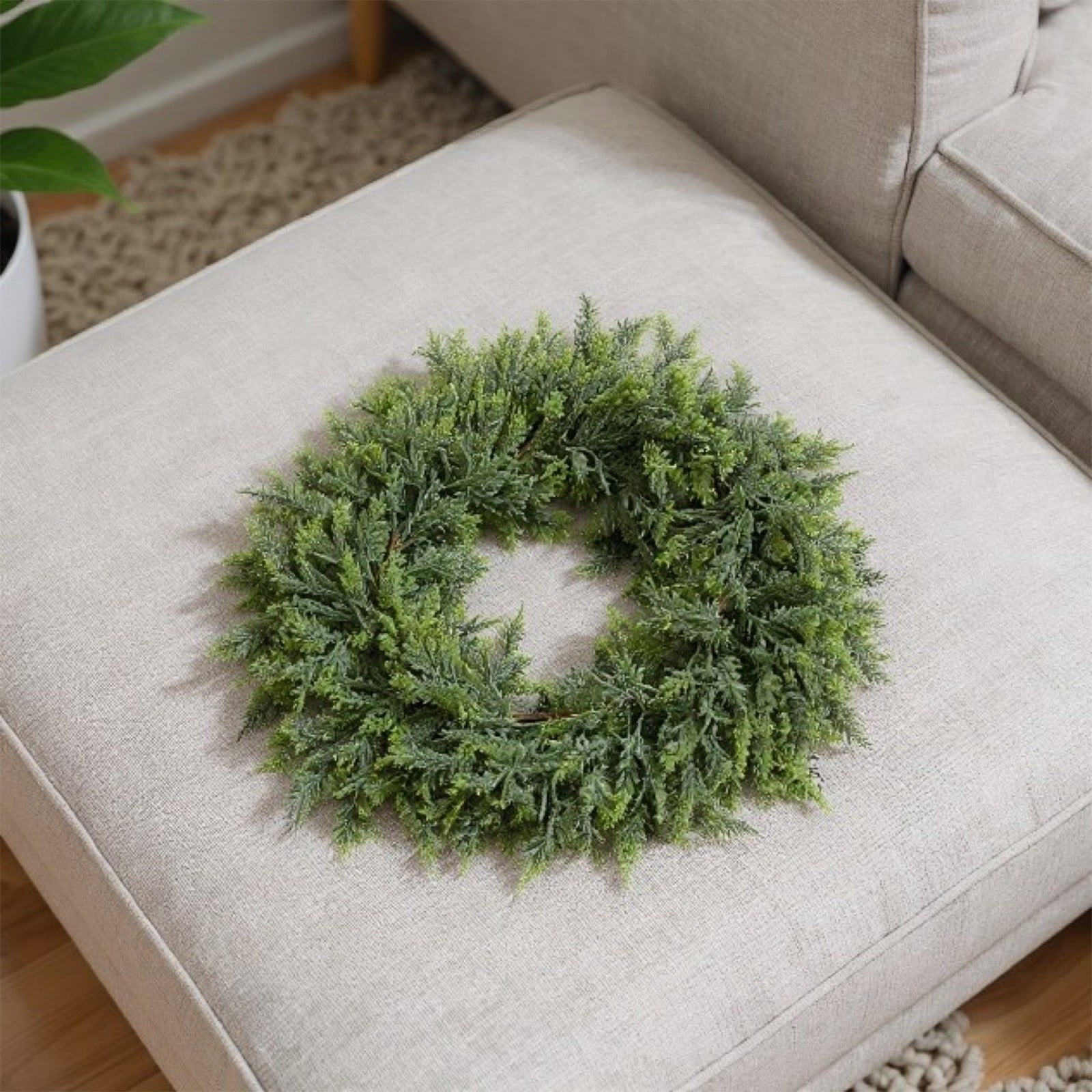 Bwomeauty Artificial Christmas Pine Needle Wreath, Realistic Holiday Greenery for Fireplace and Porch Decor (Green, 70.86 in) lgngx