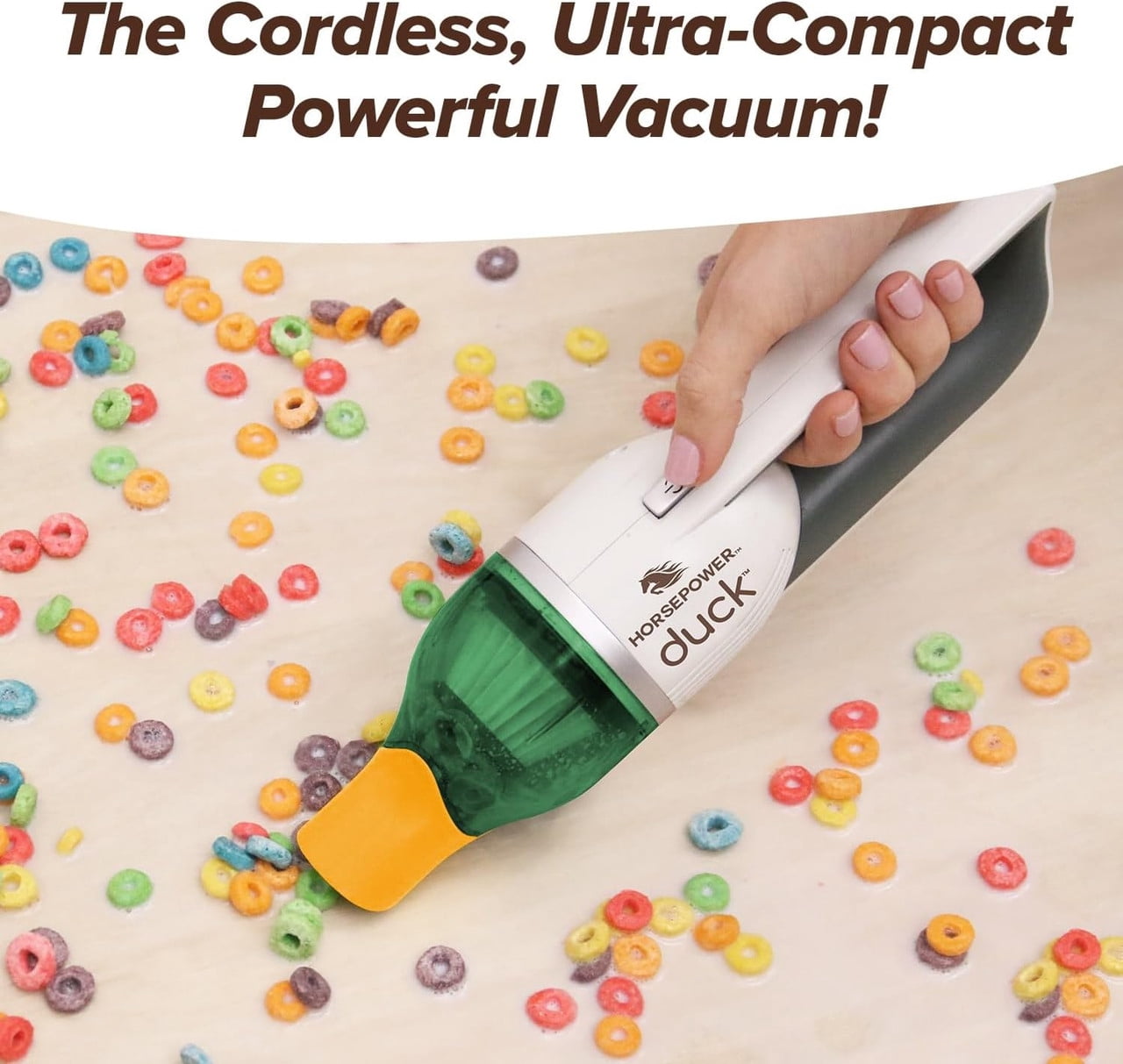 Horsepower Duck Compact Cordless Vacuum, Portable Handheld Cleaner for Home and Car (Duck Basic) 2u6eb