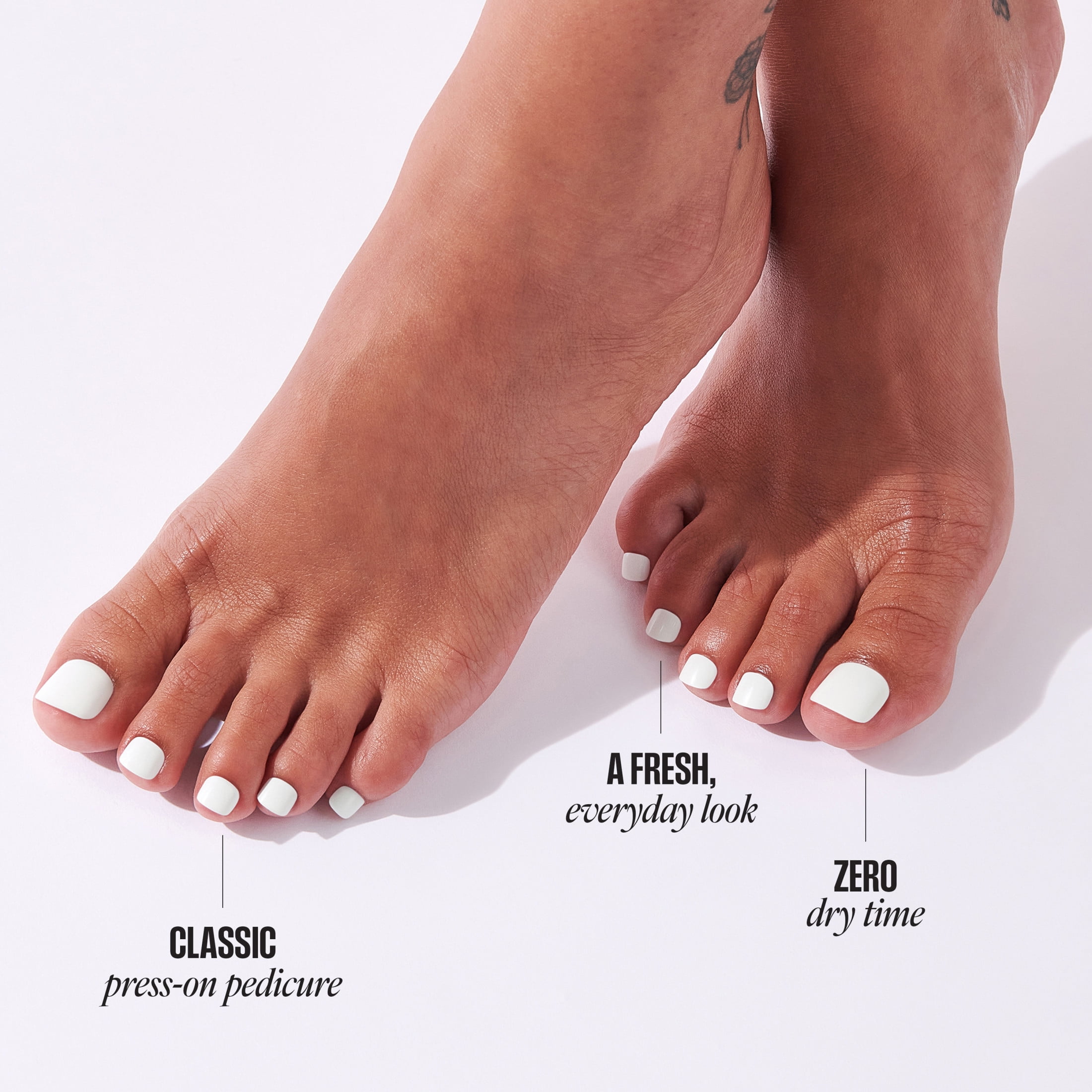 Kiss Core Color Short Squoval Press-On Toenails, Durable Salon-Quality Pedicure Set (White, 26 Pieces) mudhy