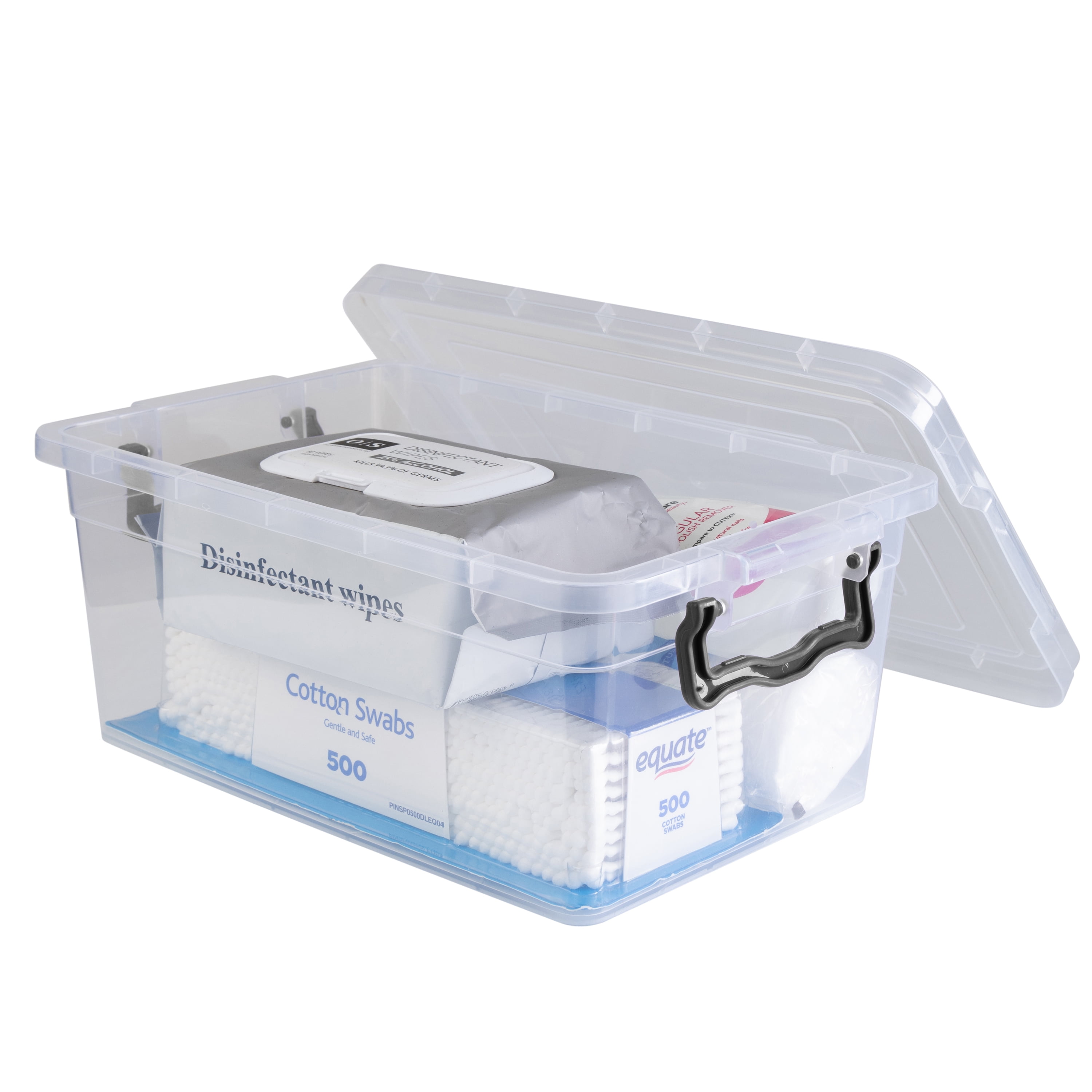 Simplify Stackable Plastic Storage Bin with Locking Lid (Clear, 5.7 in x 8.5 in x 4 in) jrpss