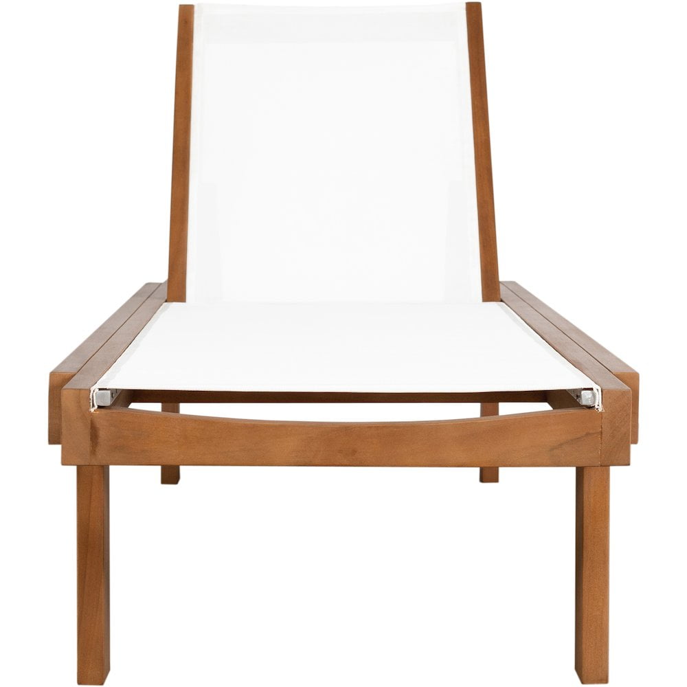 Meridian Furniture Tulum Outdoor Patio Lounger, Adjustable Teak Wood Sun Chair (Off White, 32.6 in) h9n8y