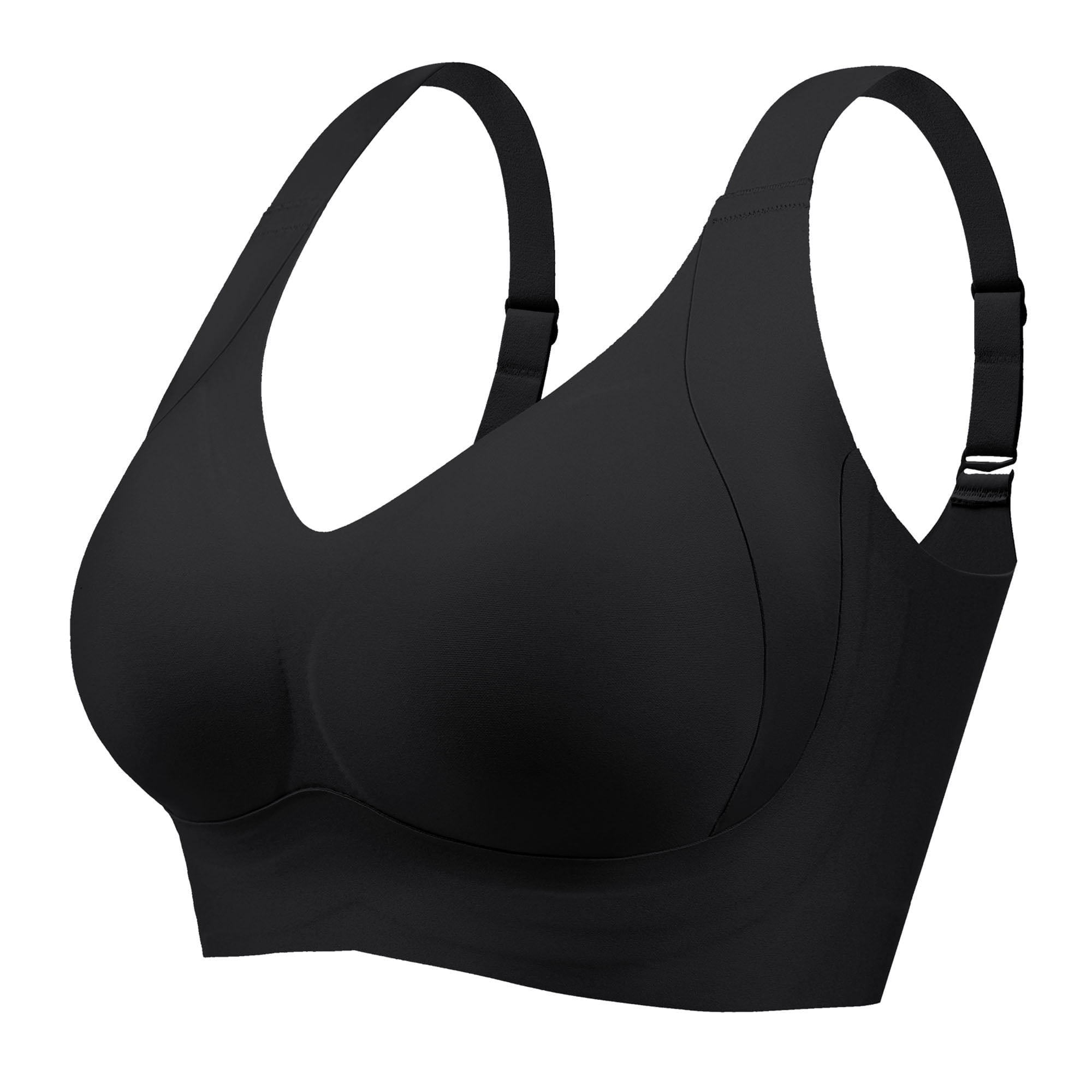 Daystry Women's Full Coverage Wirefree Everyday Bra (Black, Plus Size) pzj9l