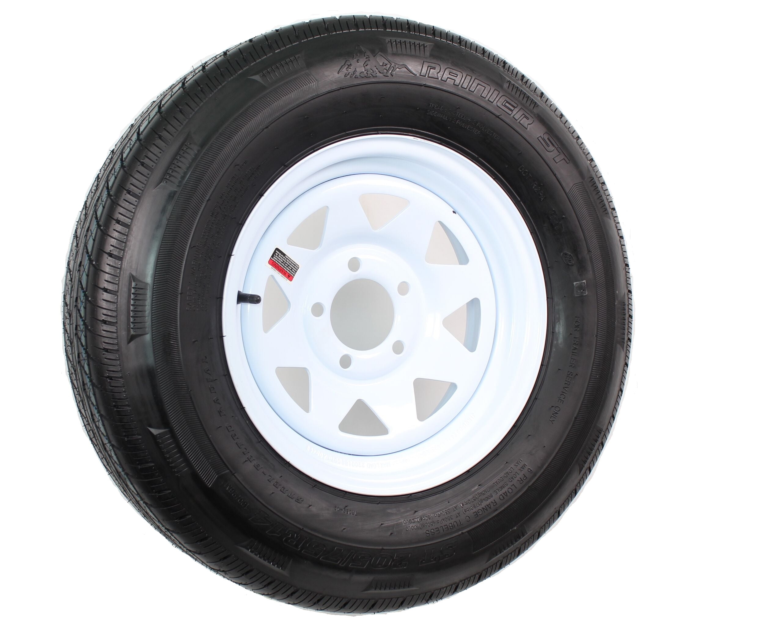 eCustomRim Trailer Tire and Rim Assembly (ST205/75R14, Load Range D, 5 Lug, White, 14 in) de9za