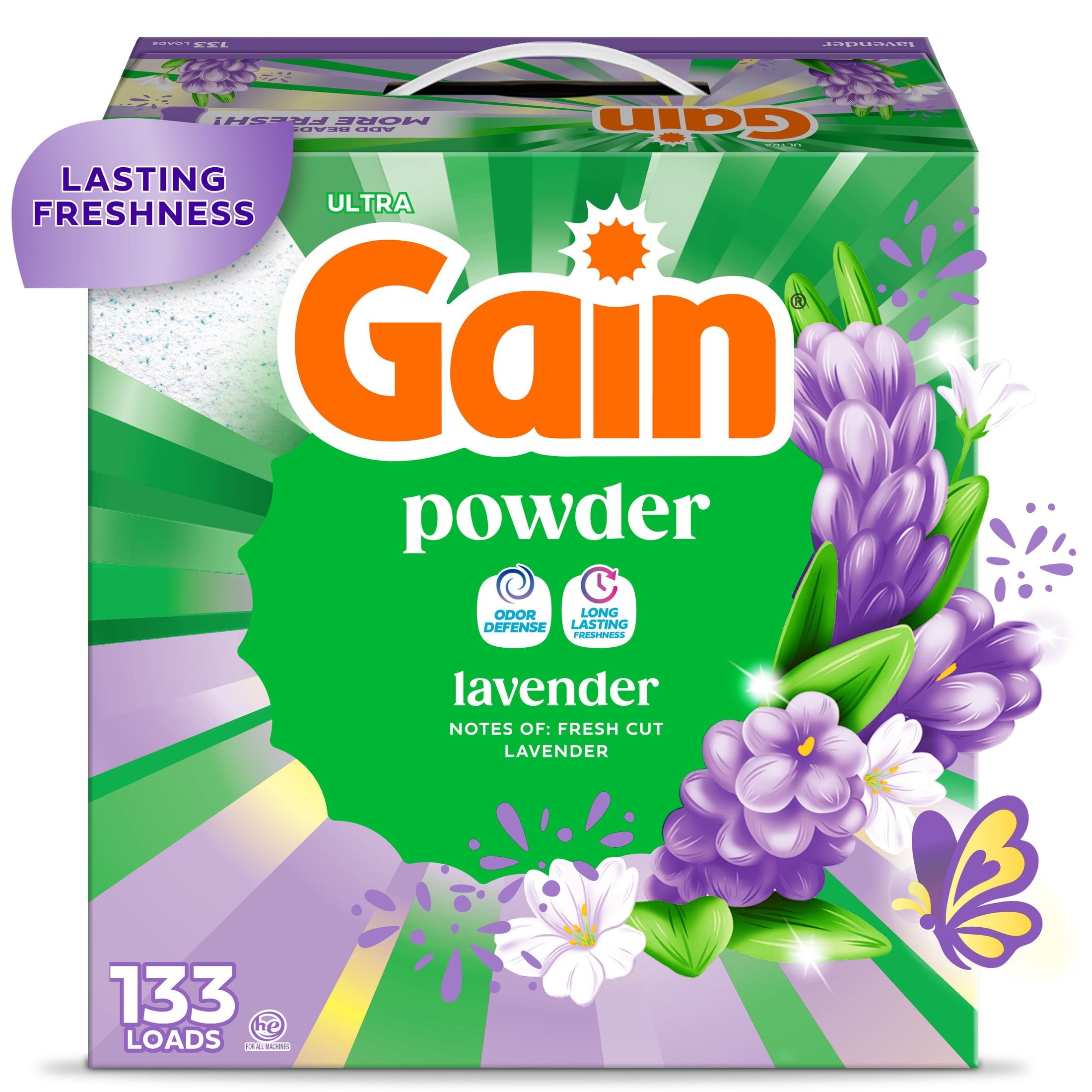 Gain Powder Laundry Detergent, Aroma Boost Lavender Scent, Long-Lasting Freshness (123 oz) rn2p3