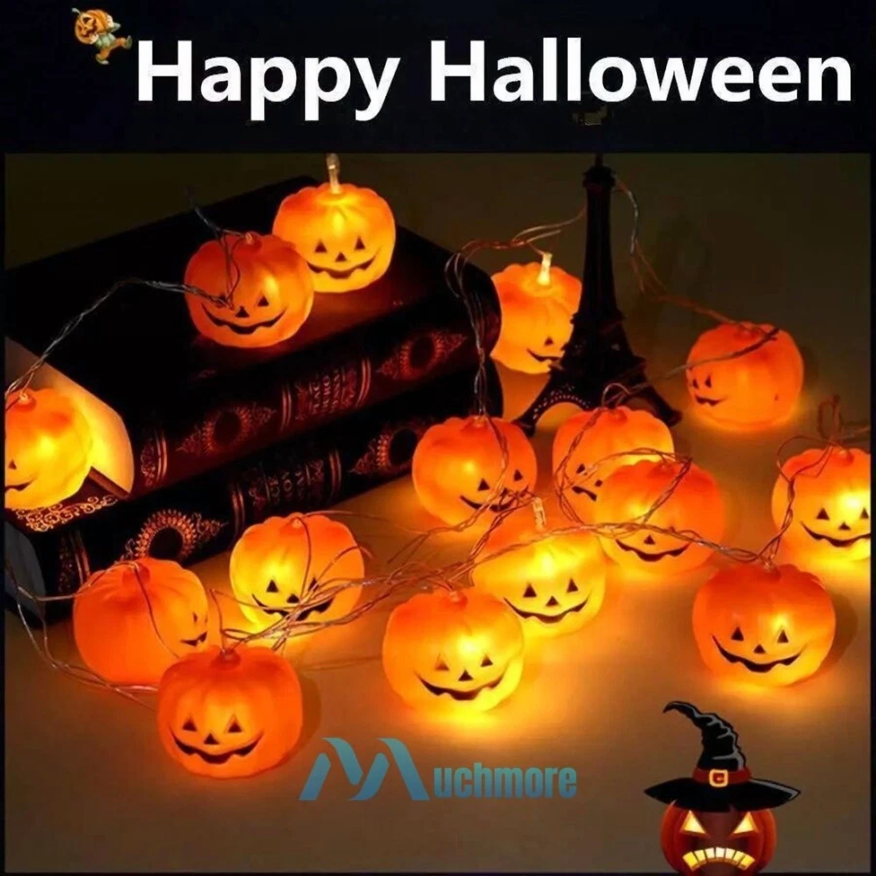 VAULT Halloween LED Pumpkin String Lights Decorative Holiday Lighting for Indoor and Outdoor Use (20 Count, 10 ft) 8yg24
