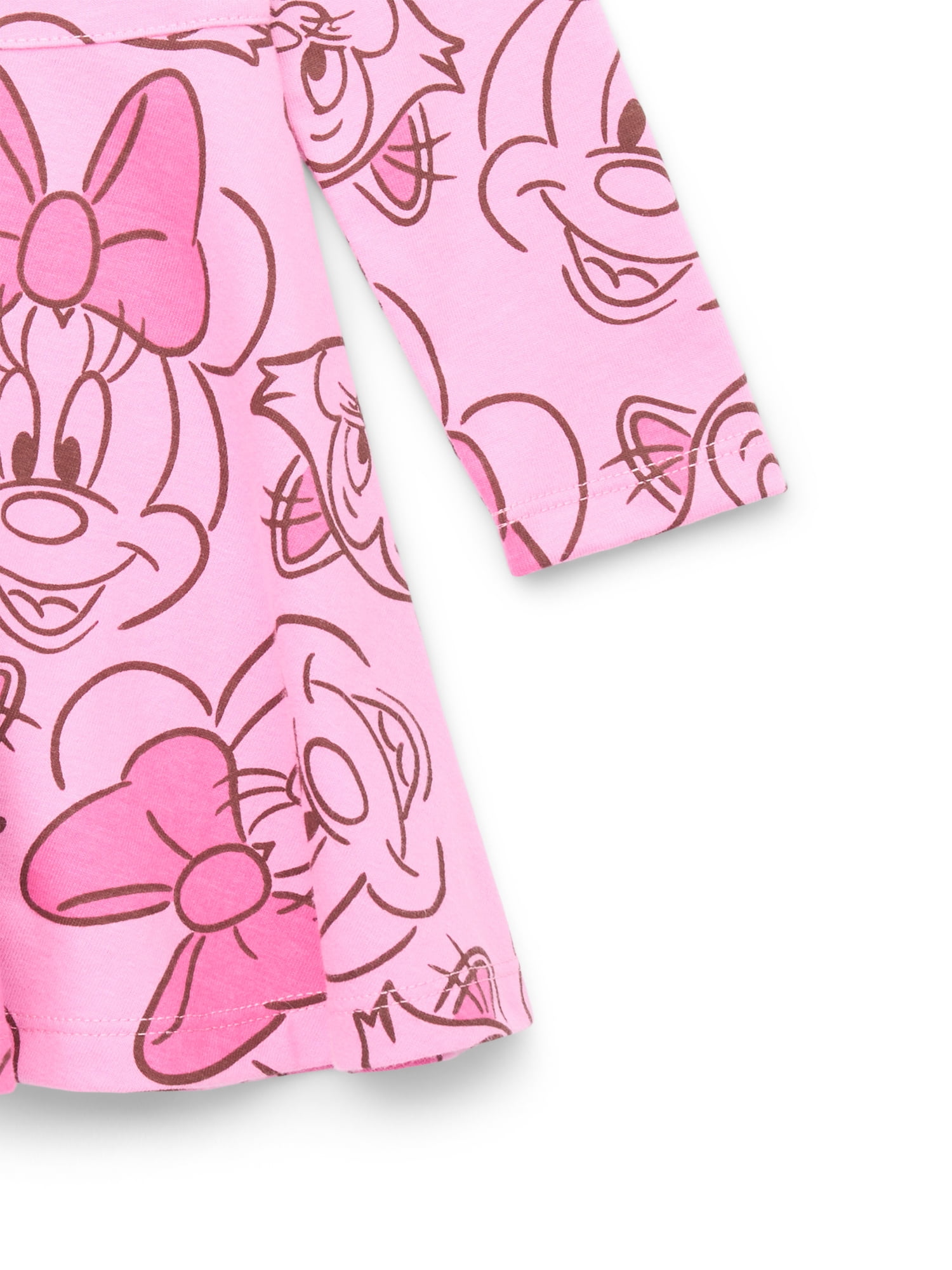 Minnie Mouse Toddler Girls Long Sleeve Print Dress (Pink, 12M-5T) 700pm