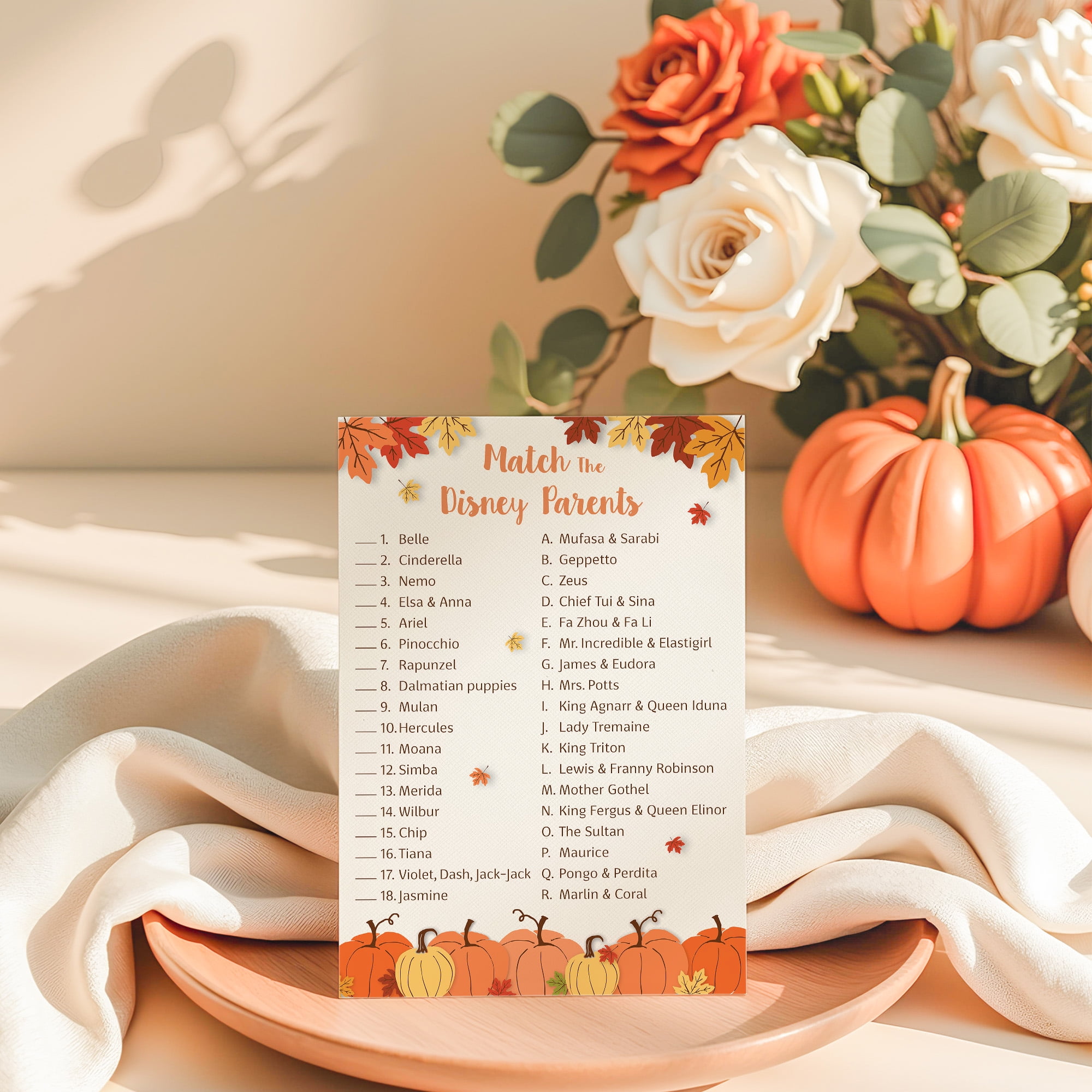Roseum Collections Little Pumpkin Baby Shower Game, Cartoon Parent Match Activity (Orange, 25 Pack, 5 in x 7 in) 166f6
