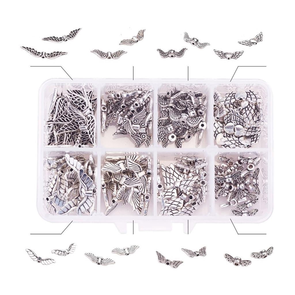 Osdhezcn Angel Wing Beads for Jewelry Making Antique Silver DIY Craft Findings (Silver, 160 Pieces) zuugl