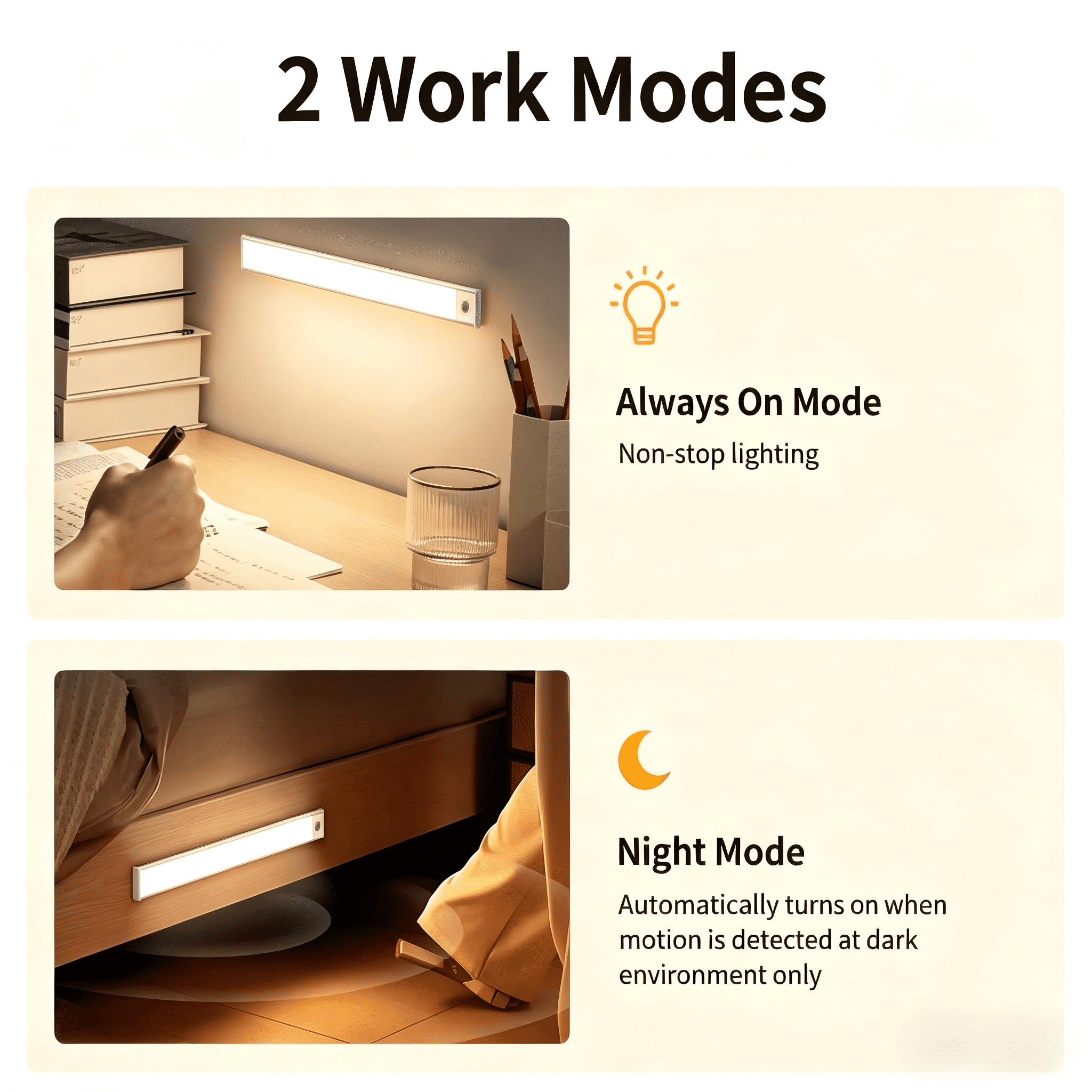 COSJM Under Cabinet Lighting 54 LED Motion Sensor Light Dimmable Magnetic Closet Lights (2 Pack) xdkli